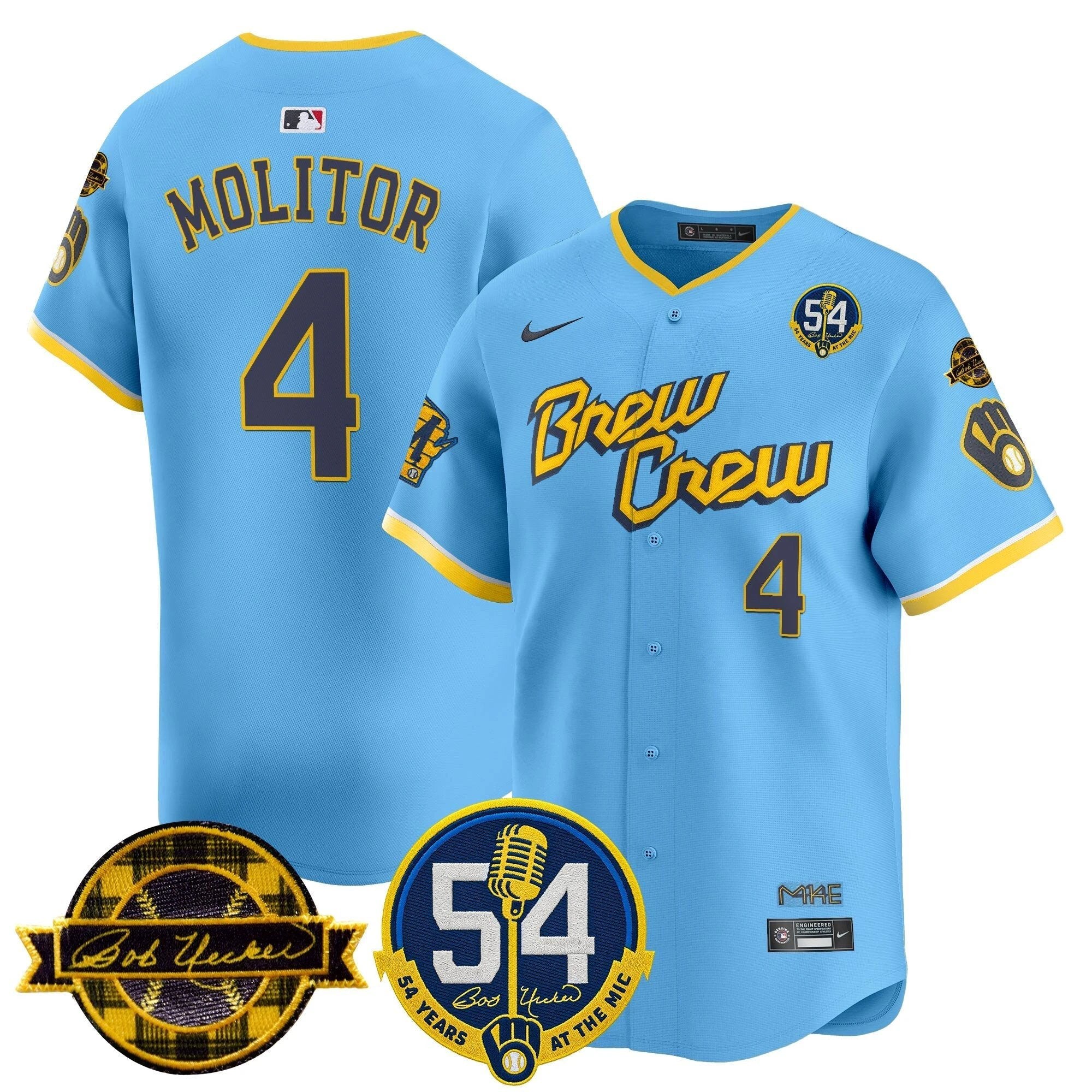 MIL 'Bob Uecker - 54 Seasons for Brewers' Vapor Premier Limited Jersey - All Stitched -N1 by Milwaukee Brewers