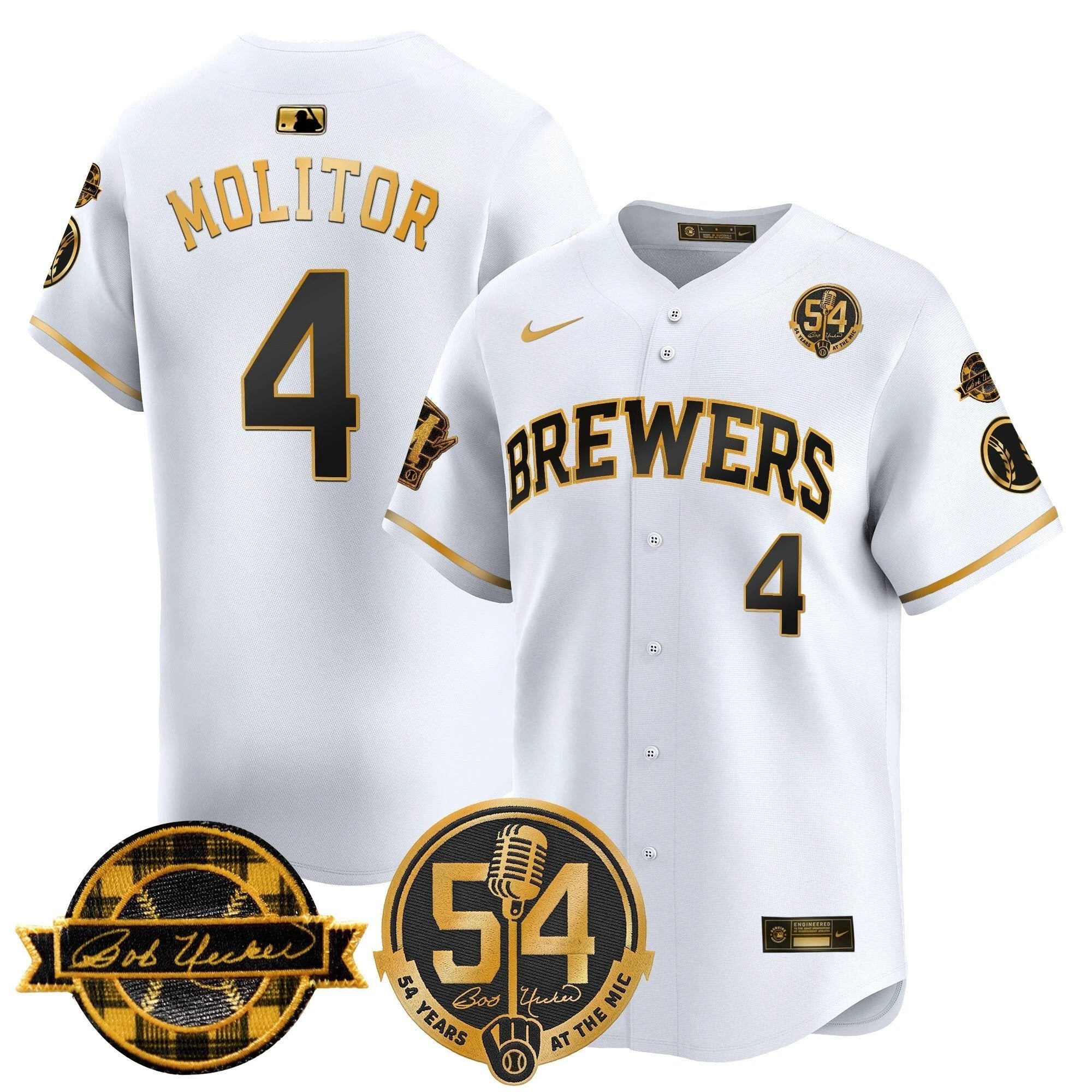 MIL 'Bob Uecker - 54 Seasons for Brewers' Vapor Premier Limited Jersey - All Stitched by Milwaukee Brewers