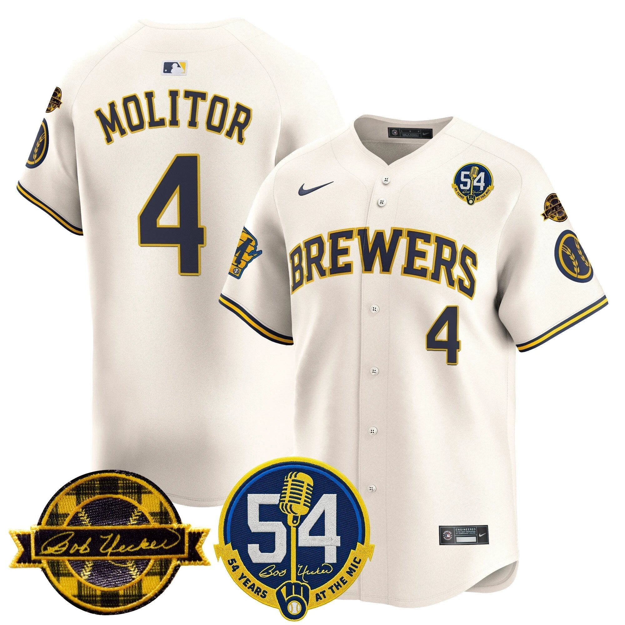 MIL 'Bob Uecker - 54 Seasons for Brewers' Vapor Premier Limited Jersey - All Stitched by Milwaukee Brewers