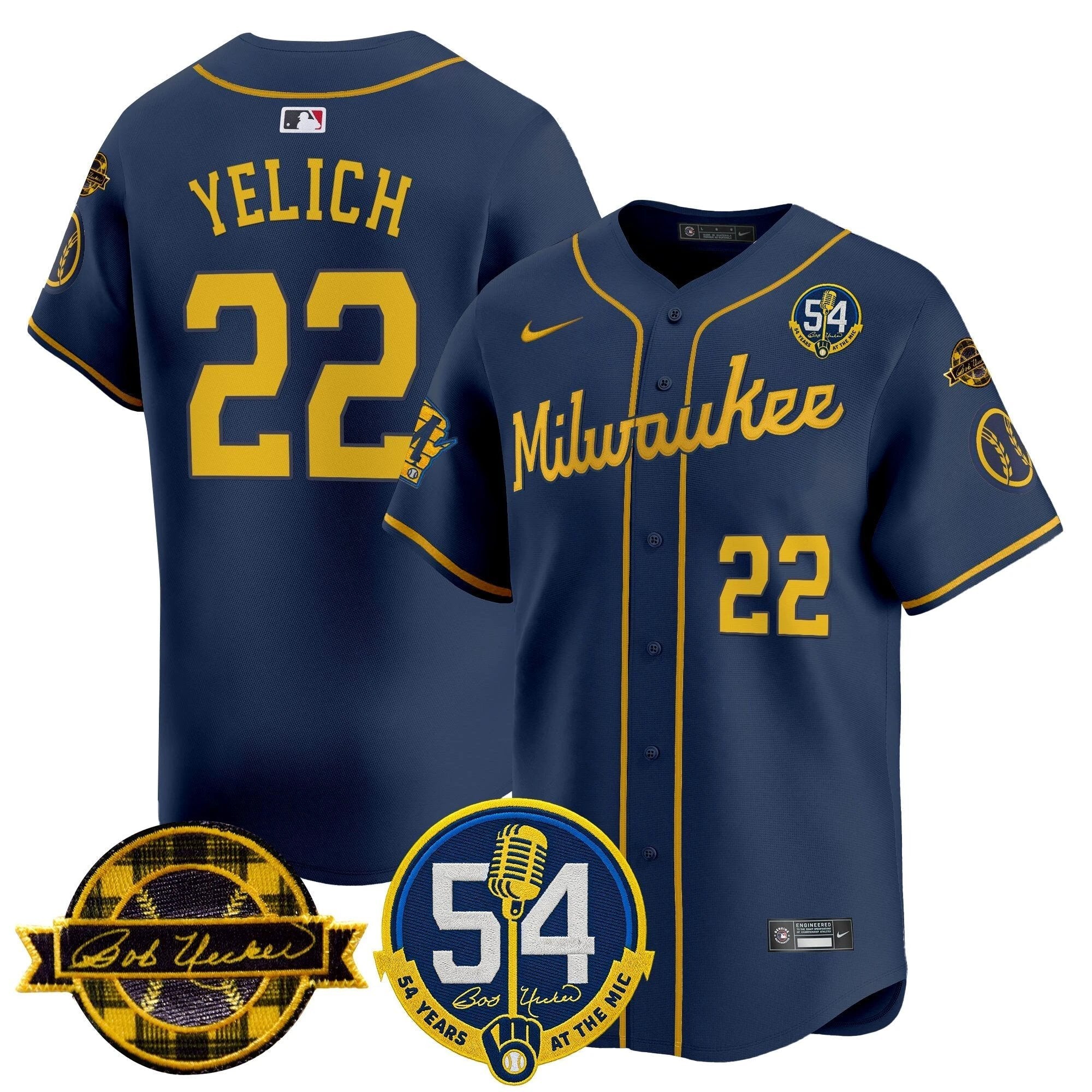 MIL 'Bob Uecker - 54 Seasons for Brewers' Vapor Premier Limited Jersey - All Stitched -N1 by Milwaukee Brewers