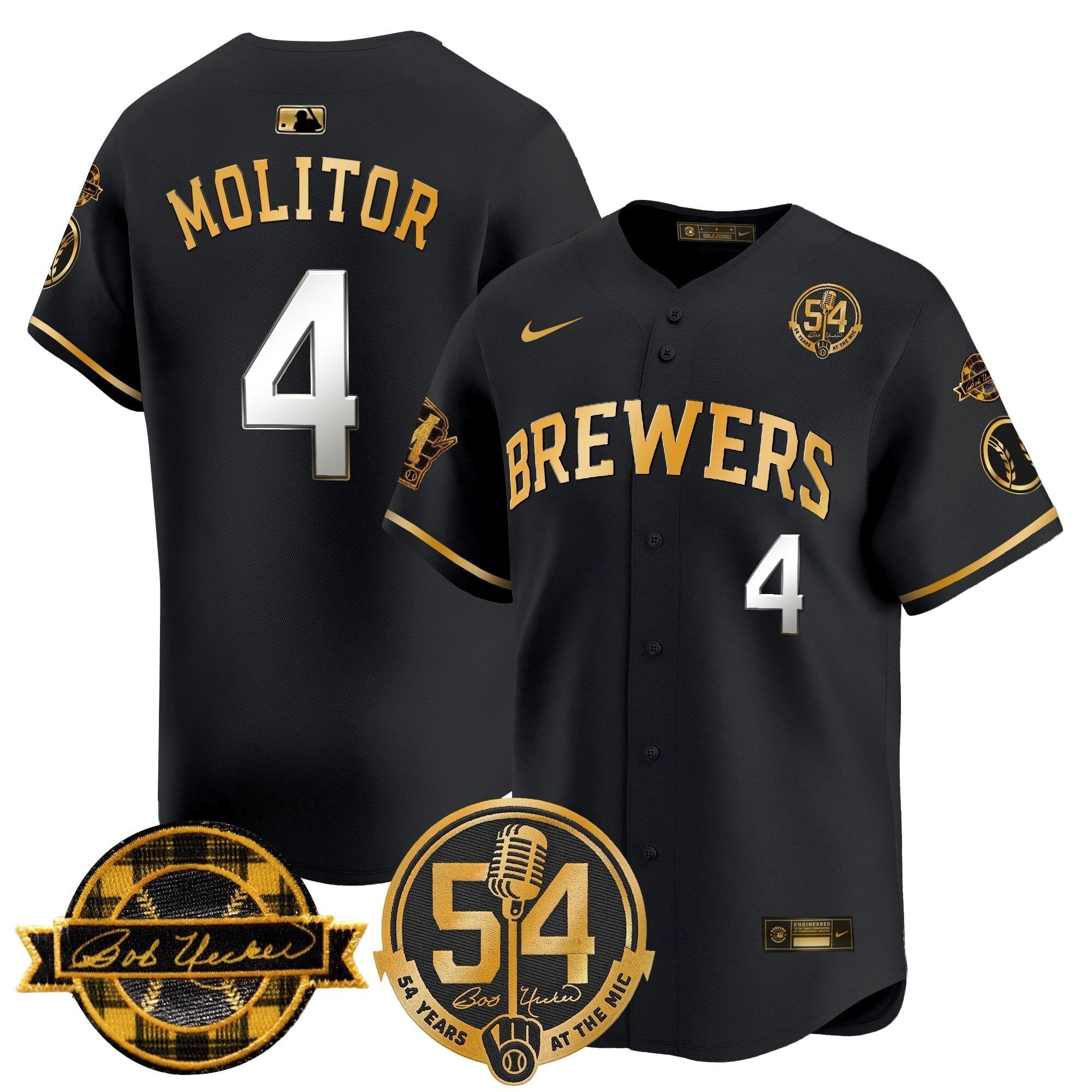 MIL 'Bob Uecker - 54 Seasons for Brewers' Vapor Premier Limited Jersey - All Stitched by Milwaukee Brewers