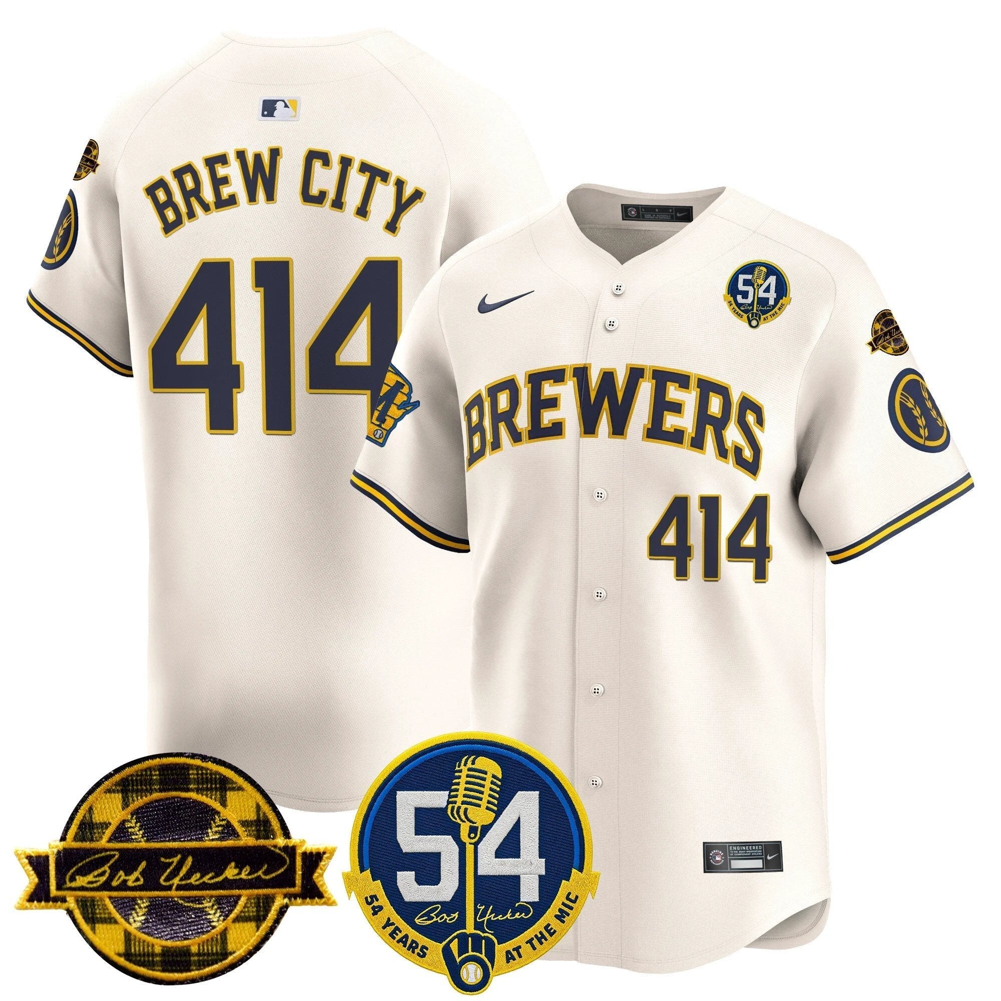 MIL 'Bob Uecker - 54 Seasons for Brewers' Vapor Premier Limited Jersey - All Stitched by Milwaukee Brewers