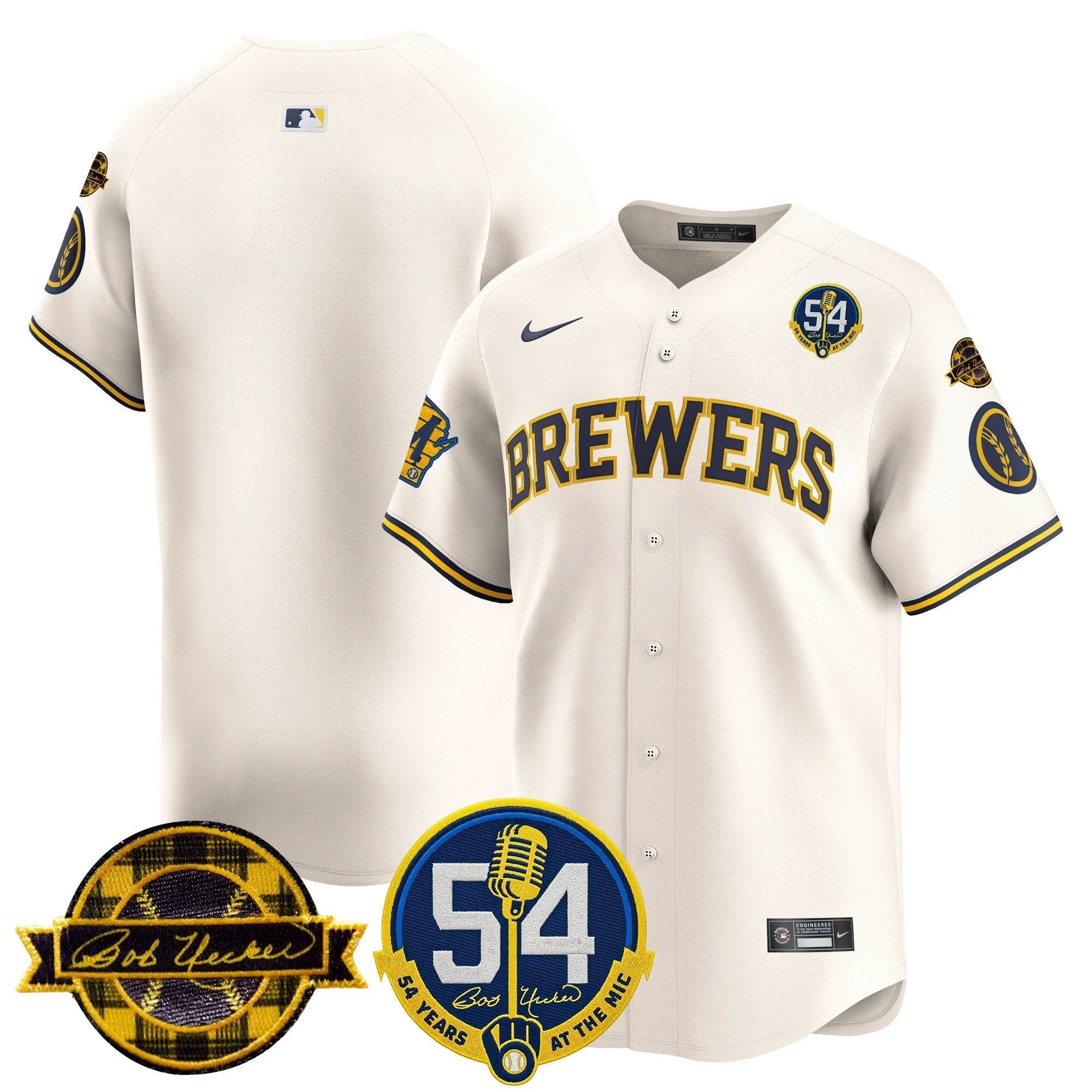 MIL 'Bob Uecker - 54 Seasons for Brewers' Vapor Premier Limited Jersey - All Stitched -N1 by Milwaukee Brewers