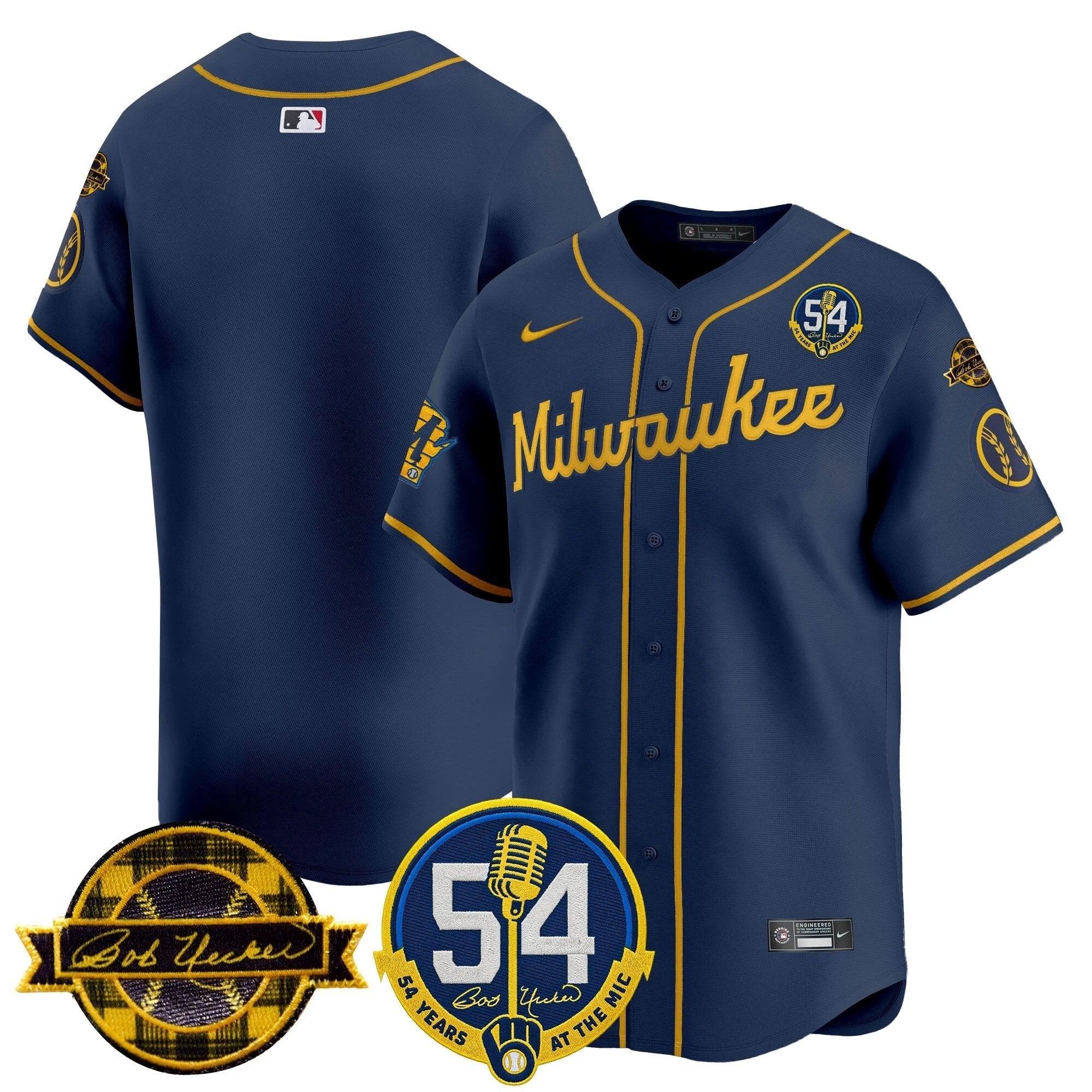 MIL 'Bob Uecker - 54 Seasons for Brewers' Vapor Premier Limited Jersey - All Stitched by Milwaukee Brewers