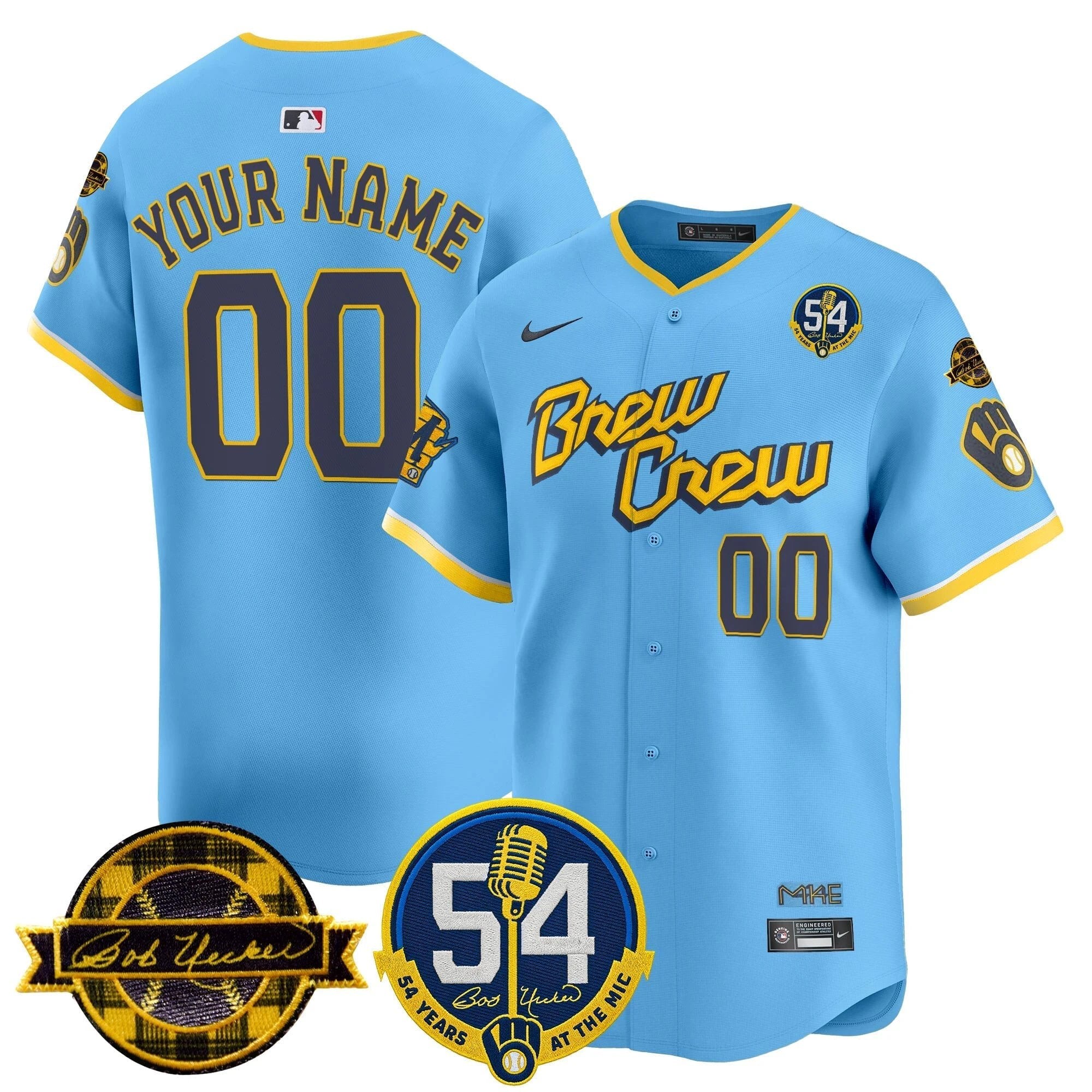 MIL 'Bob Uecker - 54 Seasons for Brewers' Vapor Premier Limited Custom Jersey - All Stitched by Milwaukee Brewers