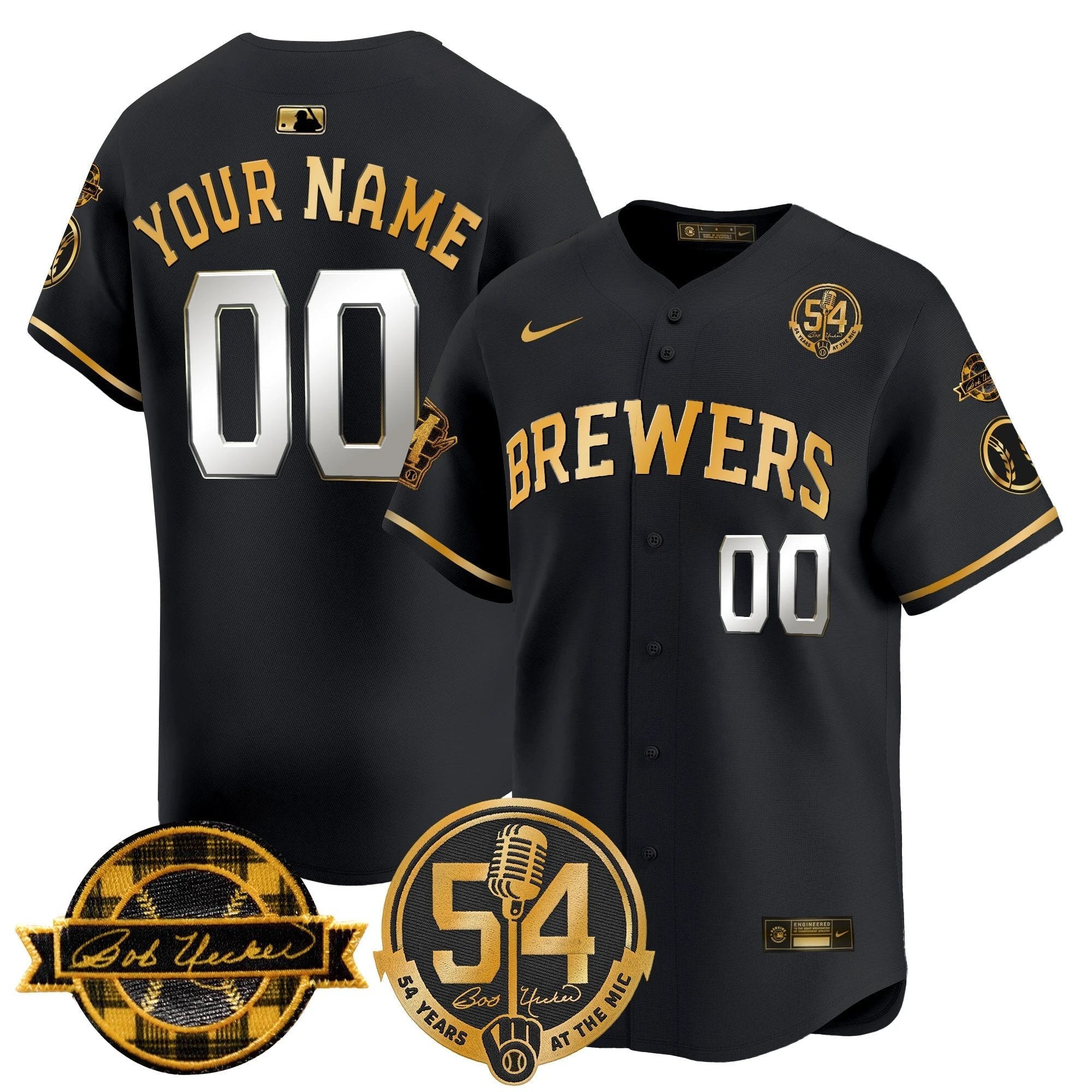 MIL 'Bob Uecker - 54 Seasons for Brewers' Vapor Premier Limited Custom Jersey - All Stitched by Milwaukee Brewers