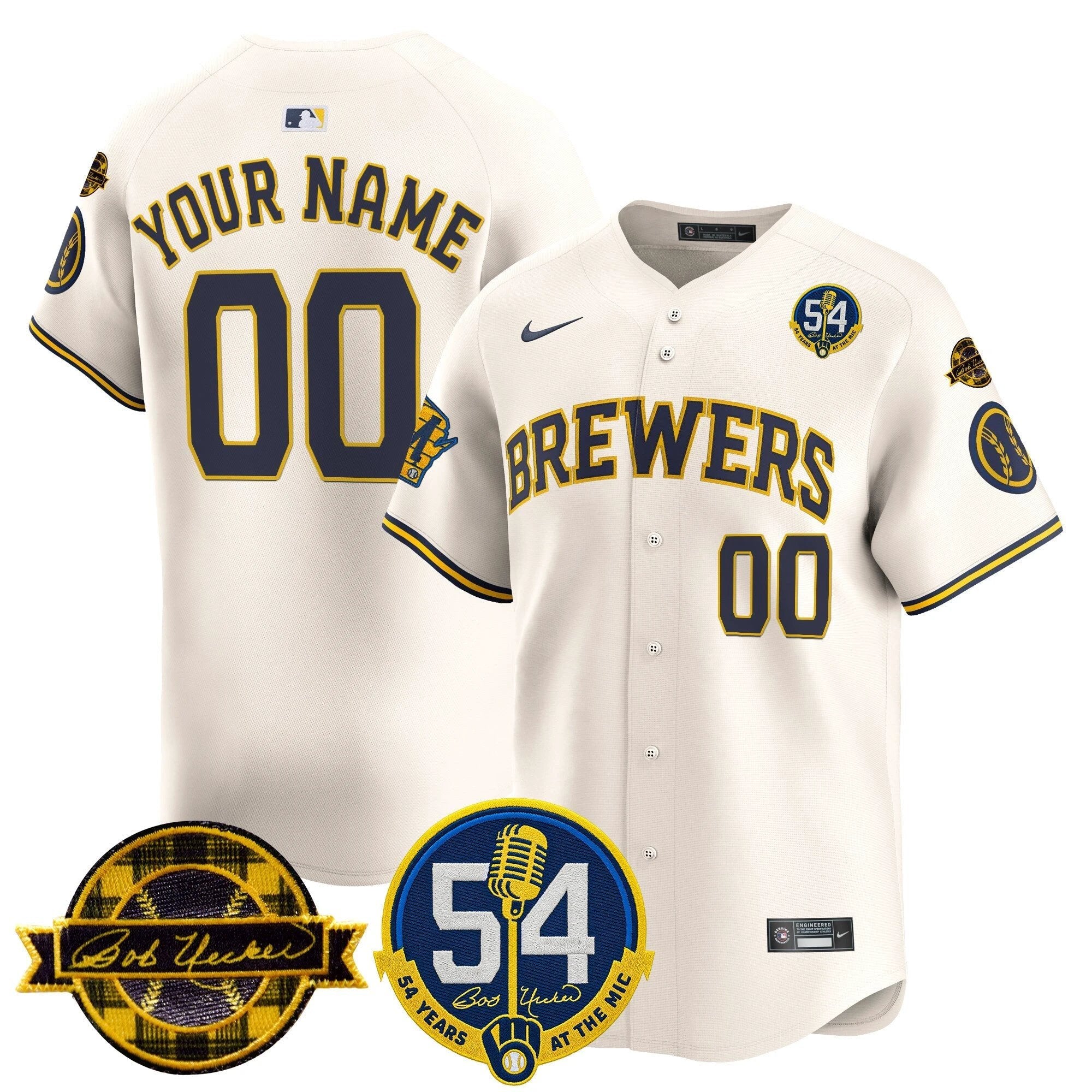 MIL 'Bob Uecker - 54 Seasons for Brewers' Vapor Premier Limited Custom Jersey - All Stitched by Milwaukee Brewers