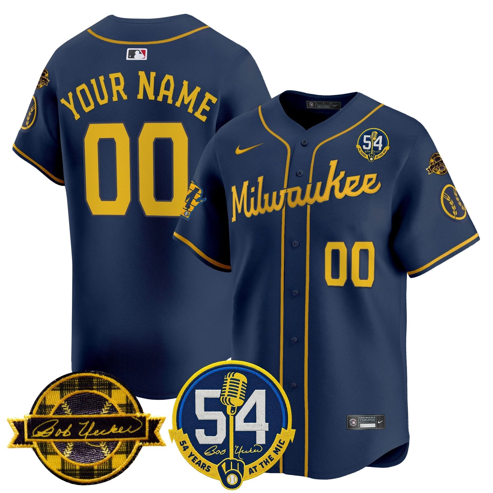 MIL 'Bob Uecker - 54 Seasons for Brewers' Vapor Premier Limited Custom Jersey - All Stitched by Milwaukee Brewers