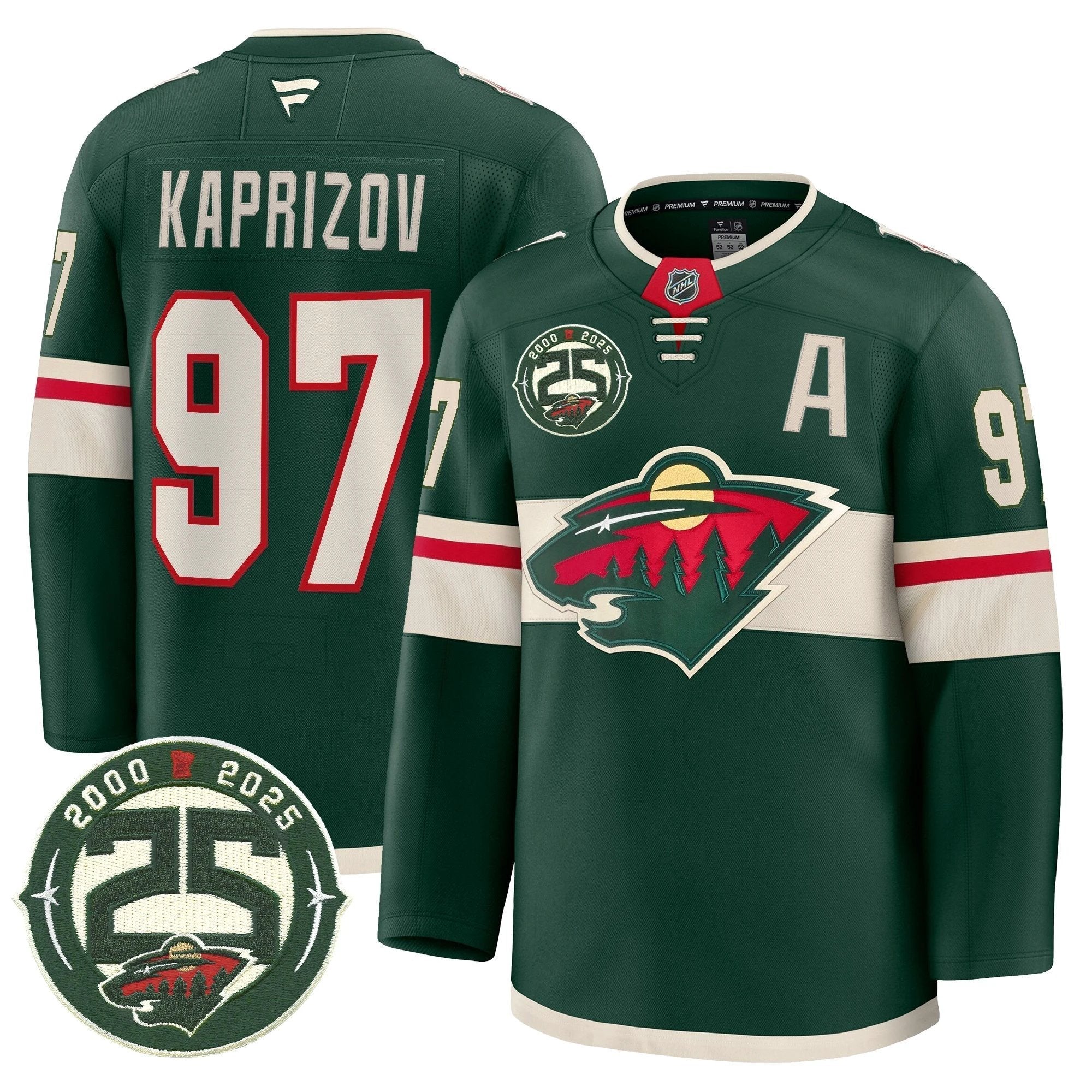 Minnesota Wild 25th Anniversary Patch Premium Jersey - All Stitched by Minnesota Wild