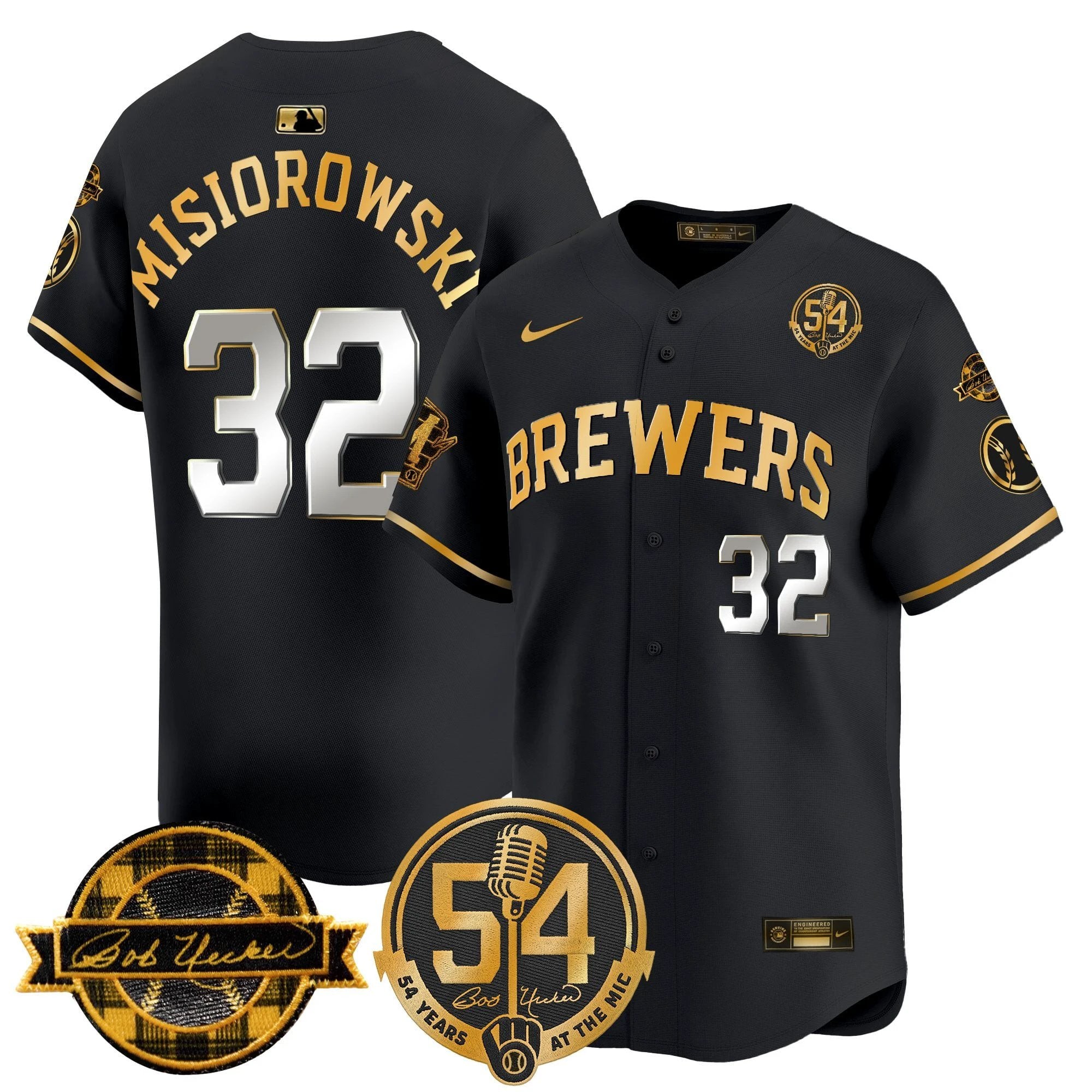 MIL 'Bob Uecker - 54 Seasons for Brewers' Vapor Premier Limited Jersey - All Stitched -N1 by Milwaukee Brewers