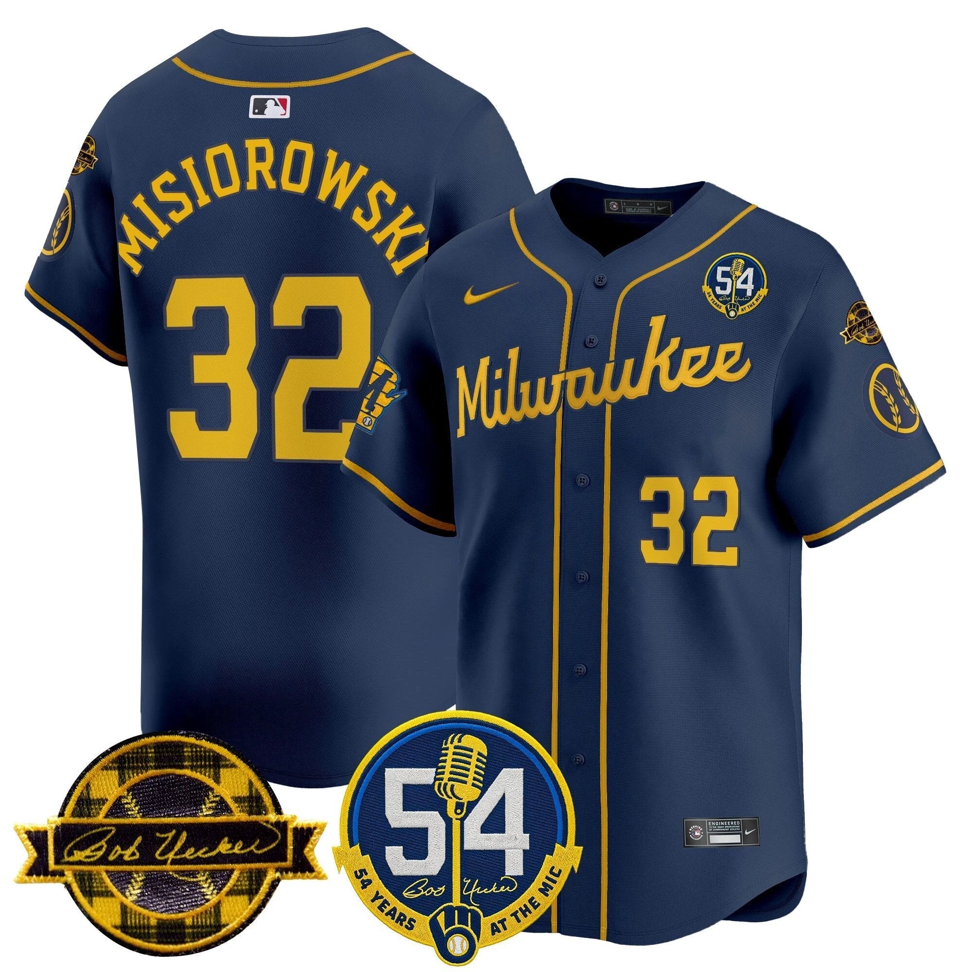 MIL 'Bob Uecker - 54 Seasons for Brewers' Vapor Premier Limited Jersey - All Stitched by Milwaukee Brewers
