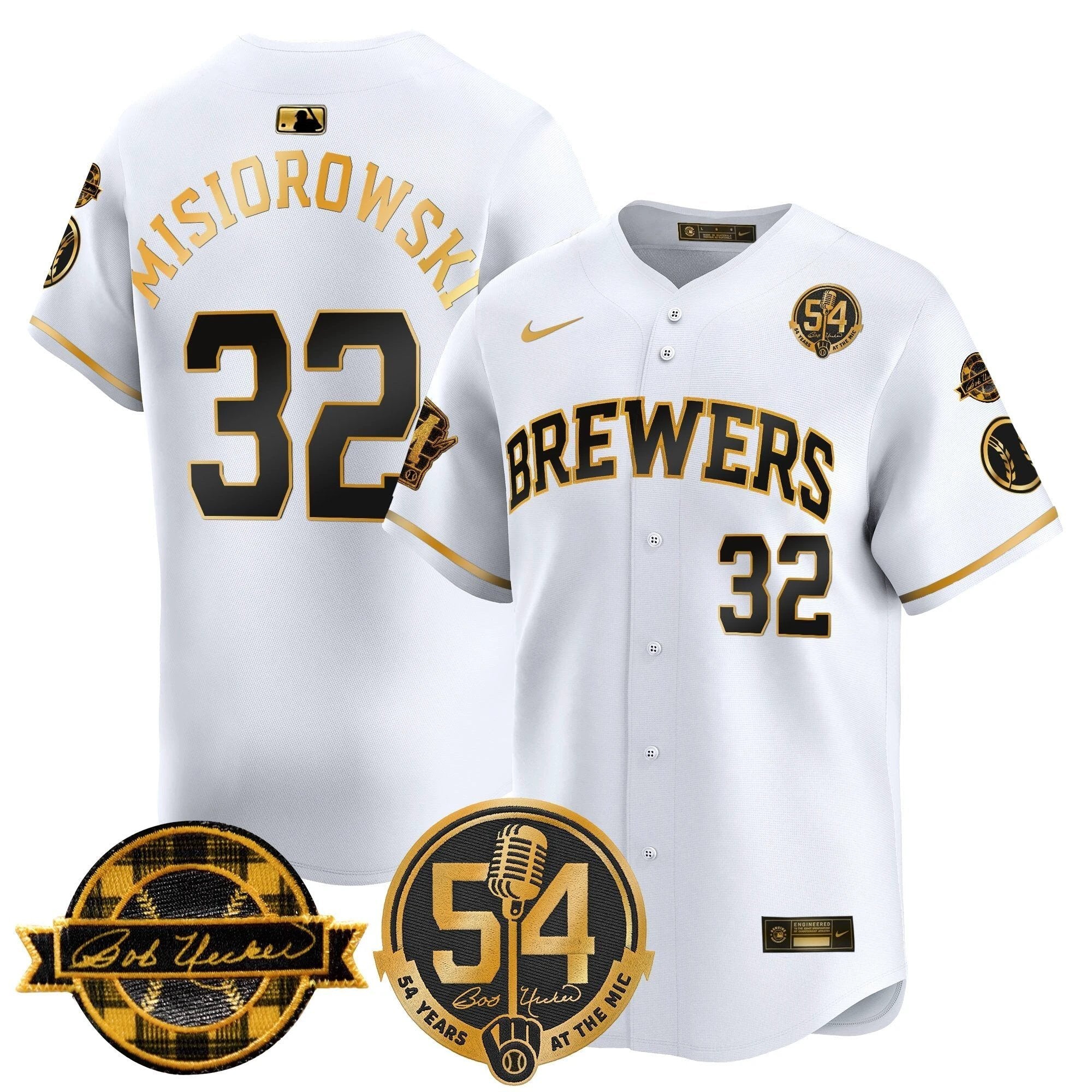 MIL 'Bob Uecker - 54 Seasons for Brewers' Vapor Premier Limited Jersey - All Stitched -N1 by Milwaukee Brewers