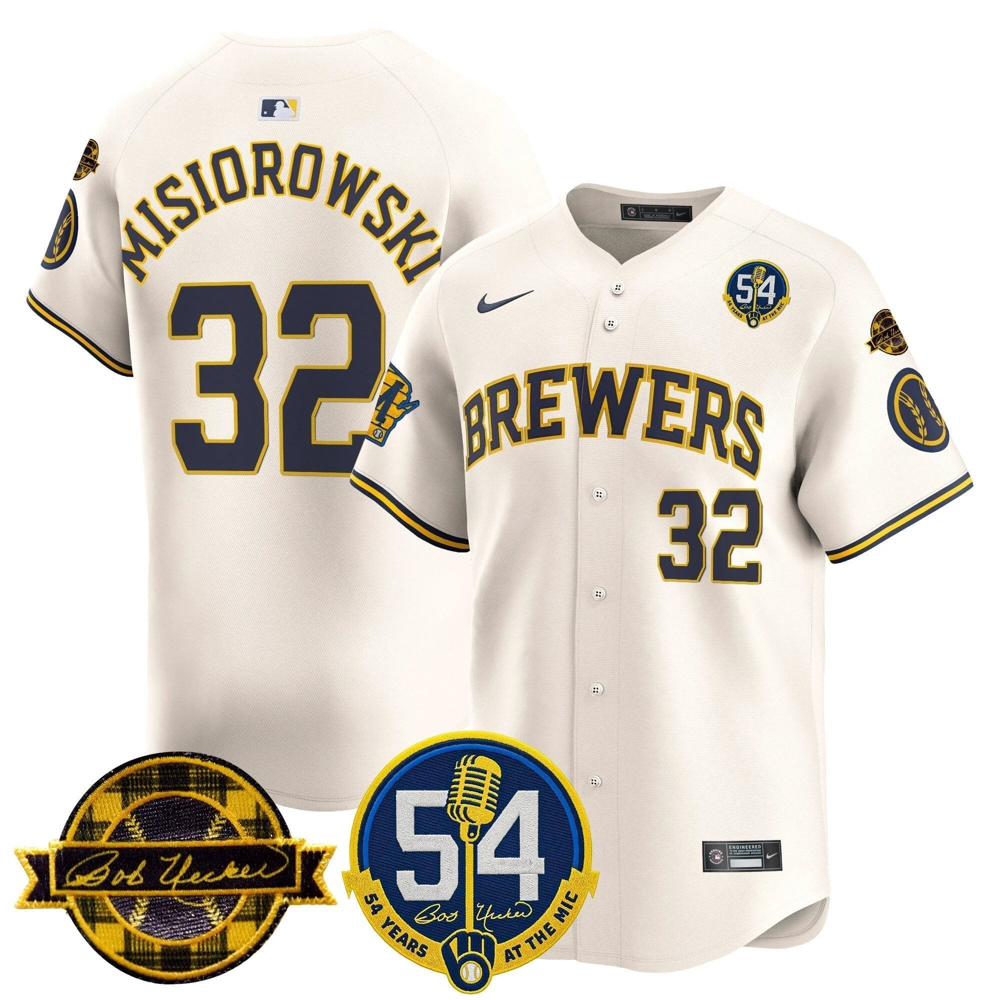 MIL 'Bob Uecker - 54 Seasons for Brewers' Vapor Premier Limited Jersey - All Stitched -N1 by Milwaukee Brewers