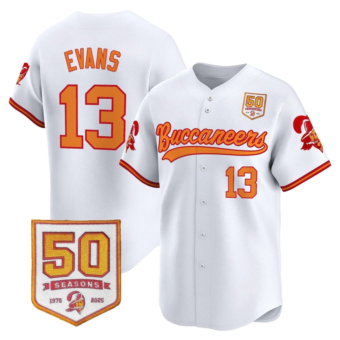 TB 50th Season Patch Baseball Edition - Stitched (2) by Tampa Bay Buccaneers
