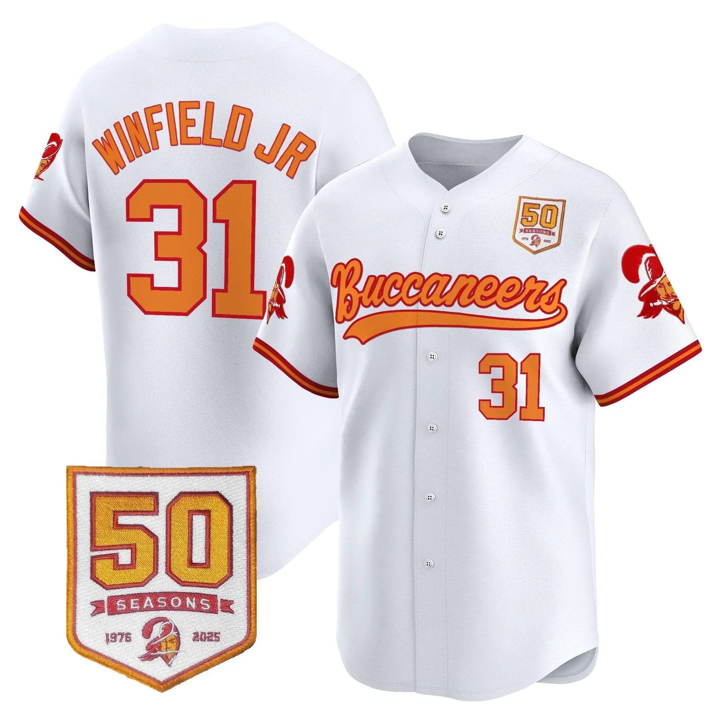 TB 50th Season Patch Baseball Edition - Stitched (2) by Tampa Bay Buccaneers