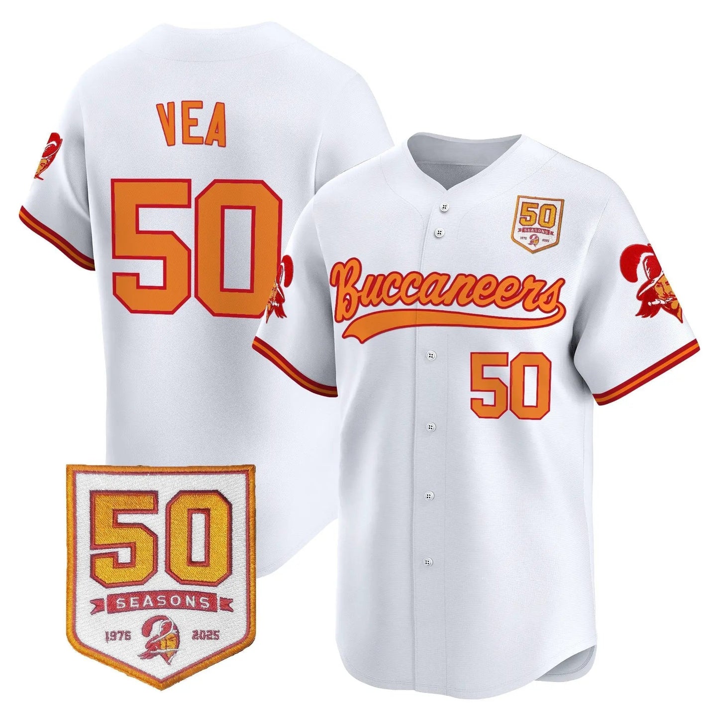 TB 50th Season Patch Baseball Edition - Stitched (2) by Tampa Bay Buccaneers