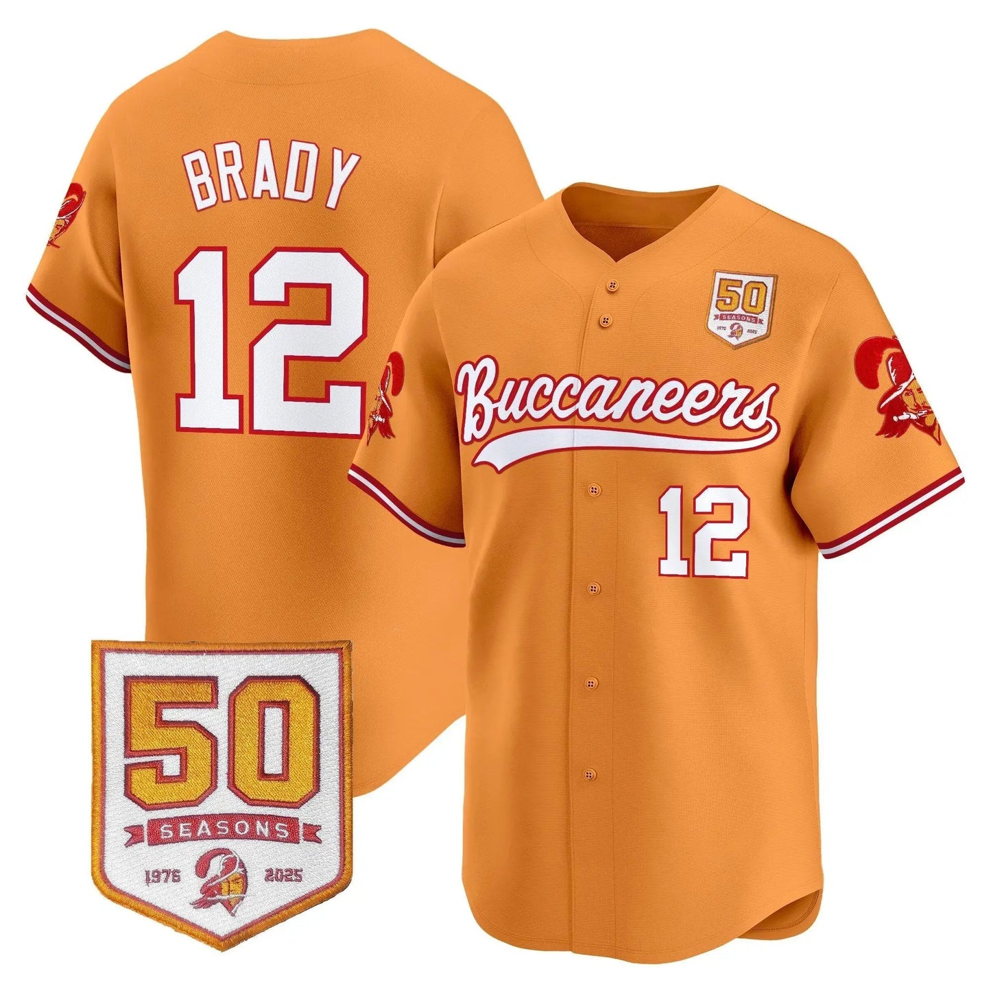 TB 50th Season Patch Baseball Edition - Stitched (2) by Tampa Bay Buccaneers