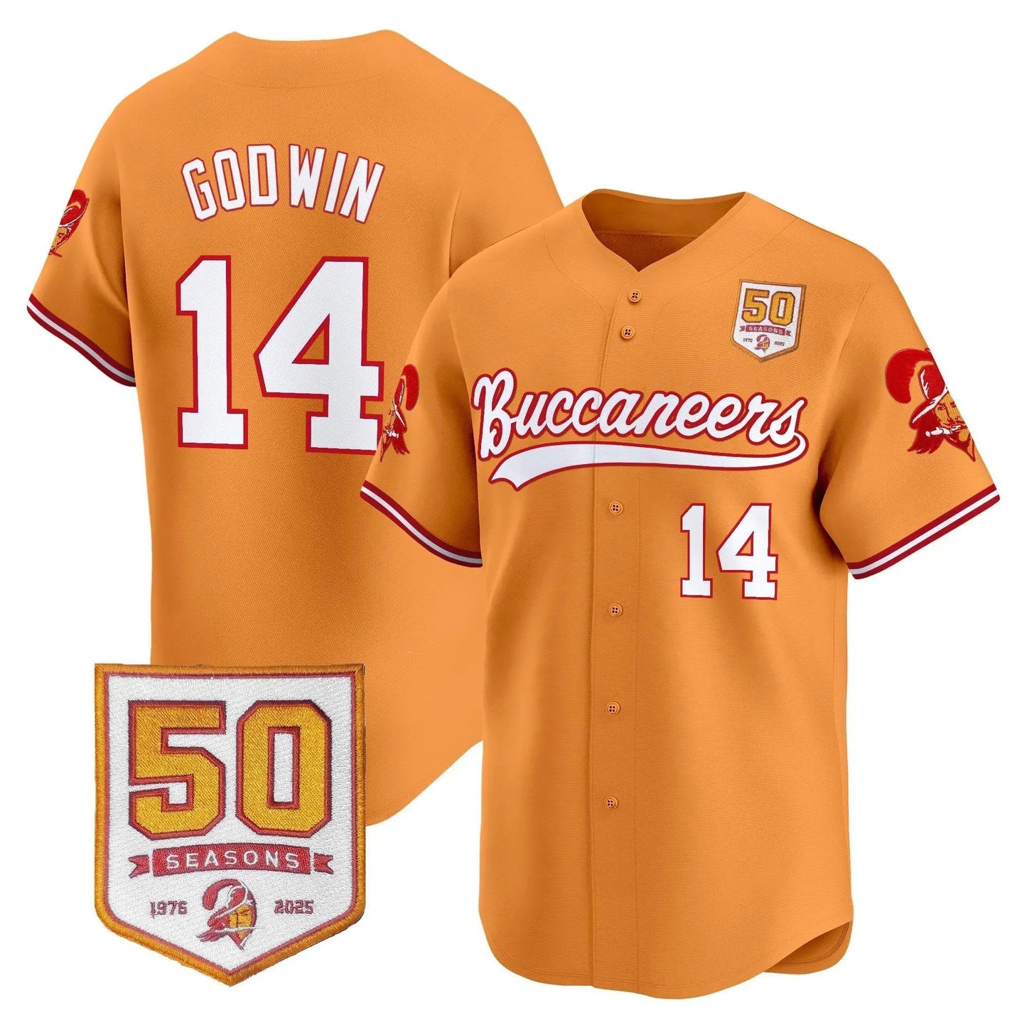 TB 50th Season Patch Baseball Edition - Stitched (2) by Tampa Bay Buccaneers