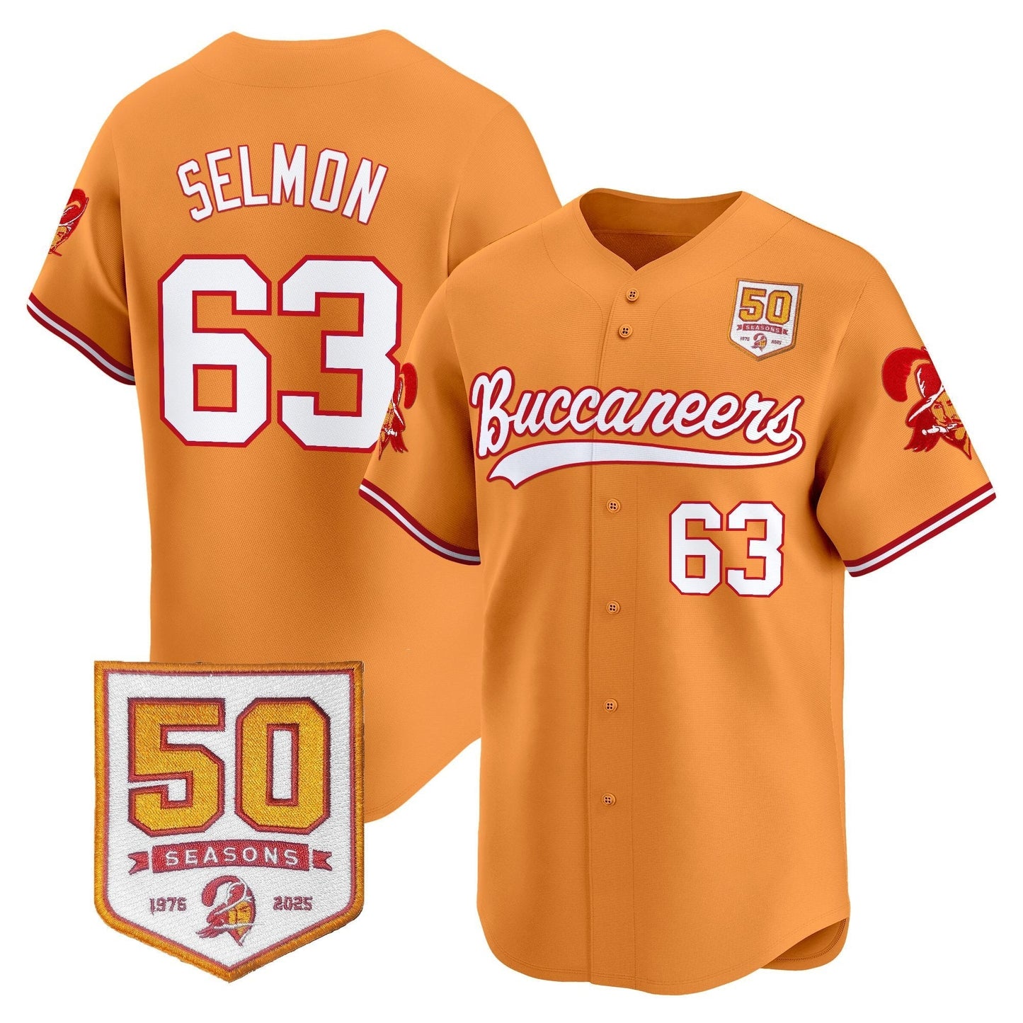 TB 50th Season Patch Baseball Edition - Stitched (2) by Tampa Bay Buccaneers