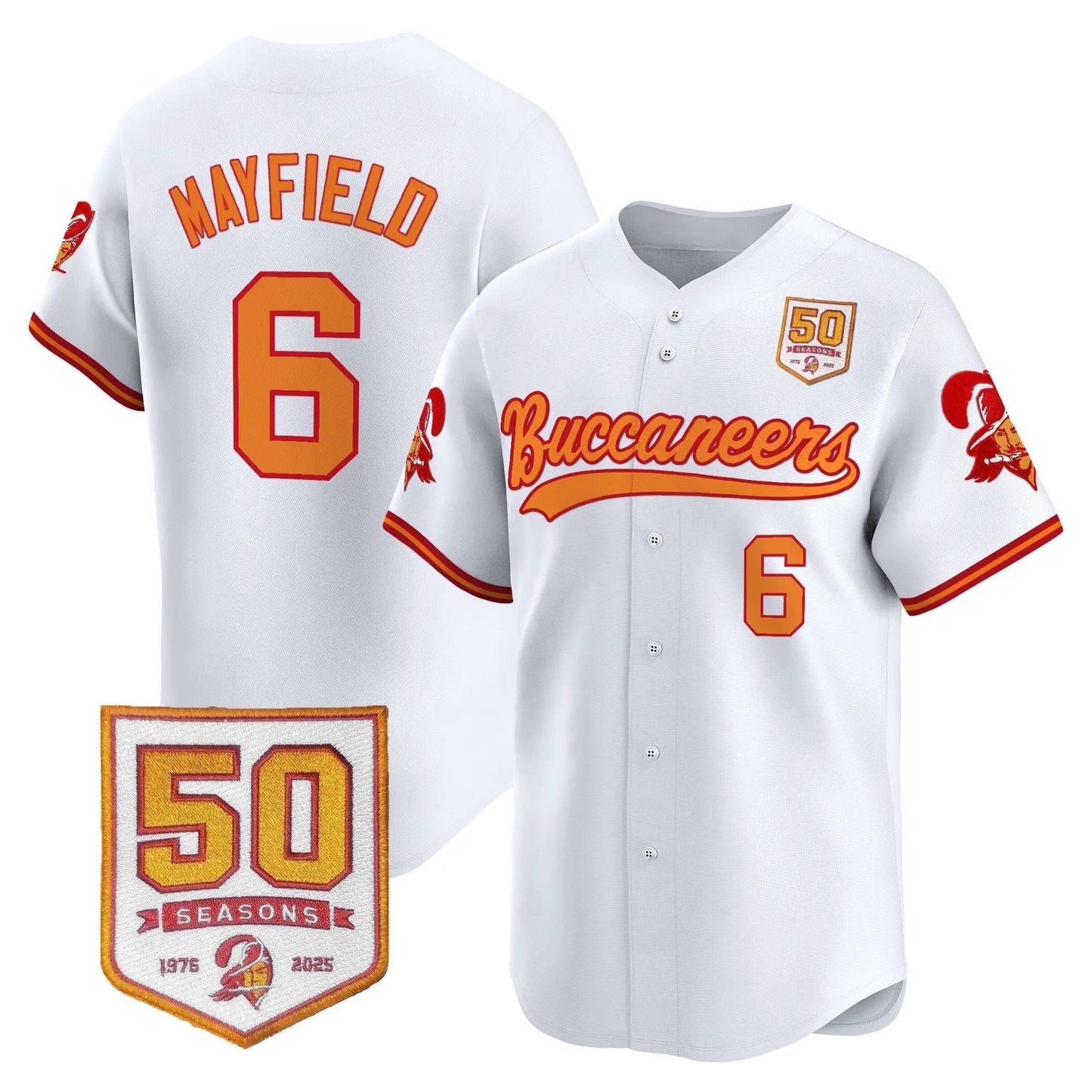 TB 50th Season Patch Baseball Edition - Stitched (2) by Tampa Bay Buccaneers