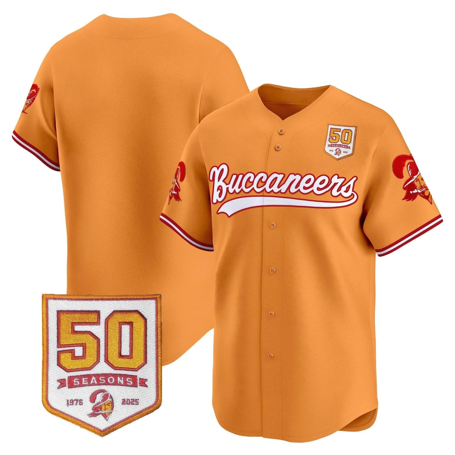 TB 50th Season Patch Baseball Edition - Stitched (2) by Tampa Bay Buccaneers