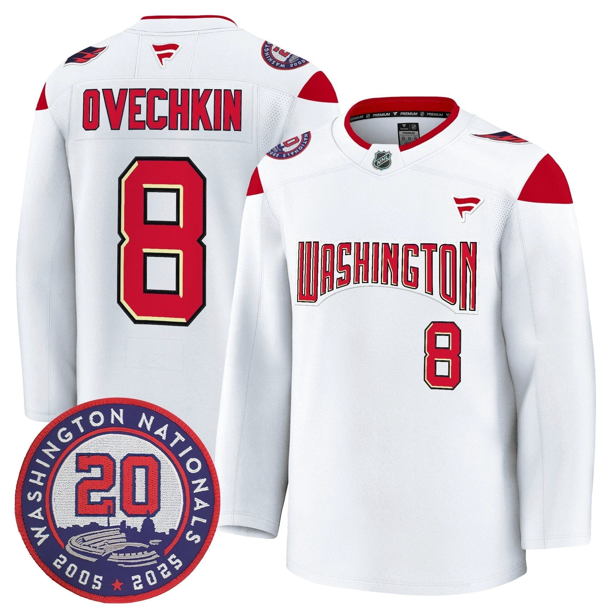Washington Capitals 20th Anniversary Seasons Patch Premium Jersey - All Stitched by Washington Capitals