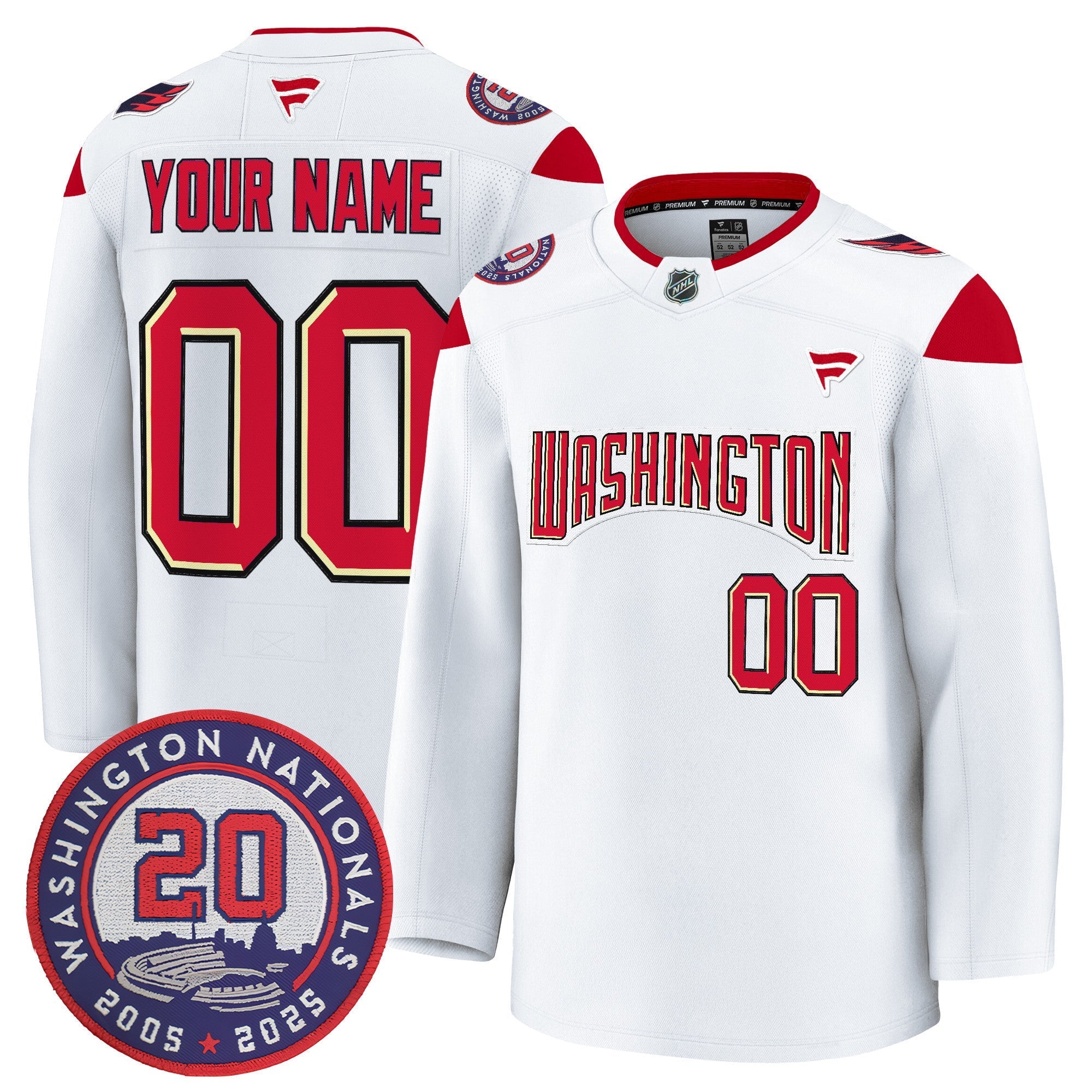 Washington Capitals 20th Anniversary Seasons Patch Premium Custom Jersey - All Stitched by Washington Capitals