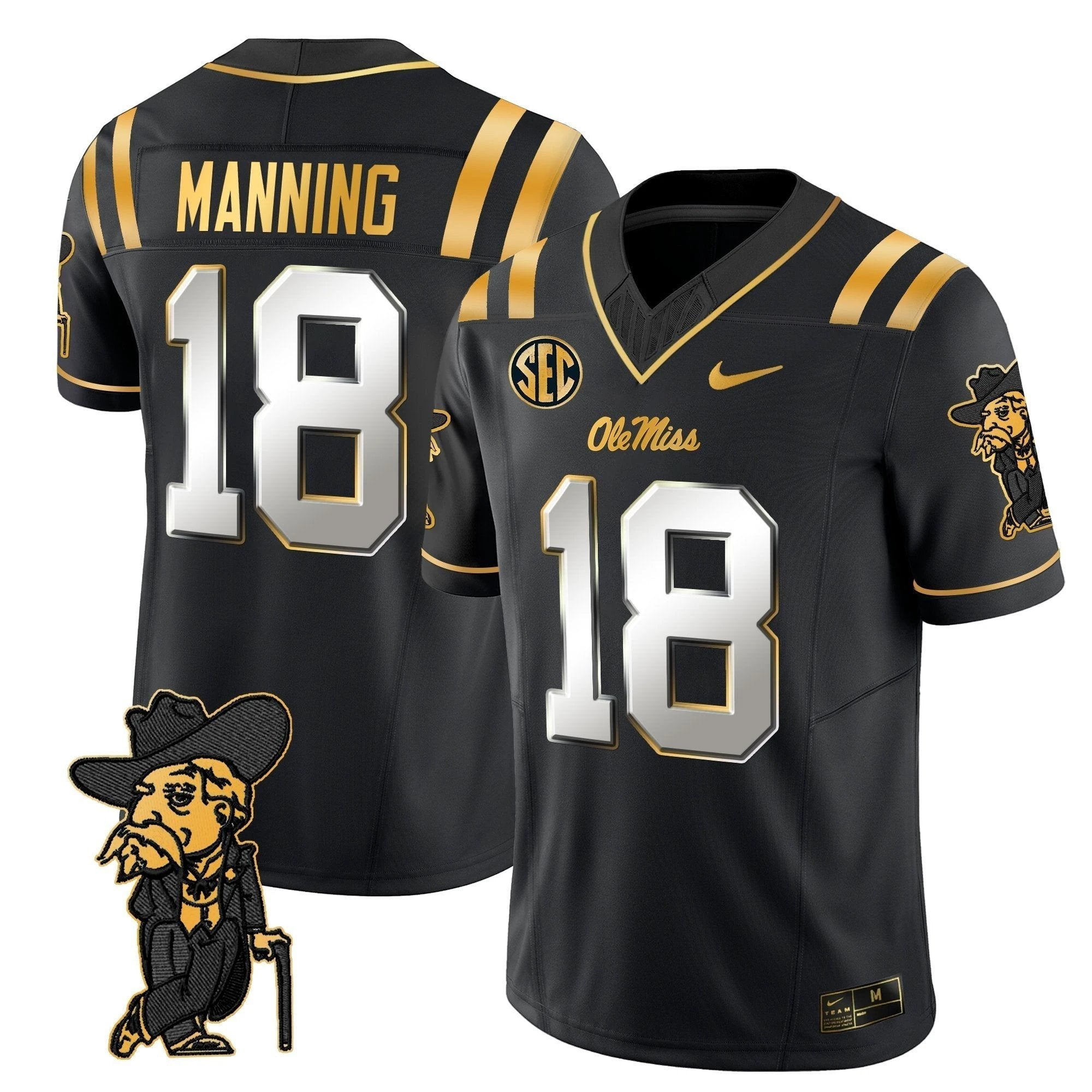 Men's Ole Miss Rebels 2025 Gold Vapor Limited Jersey - All Stitched by NCAA Football Sunday Nov 2