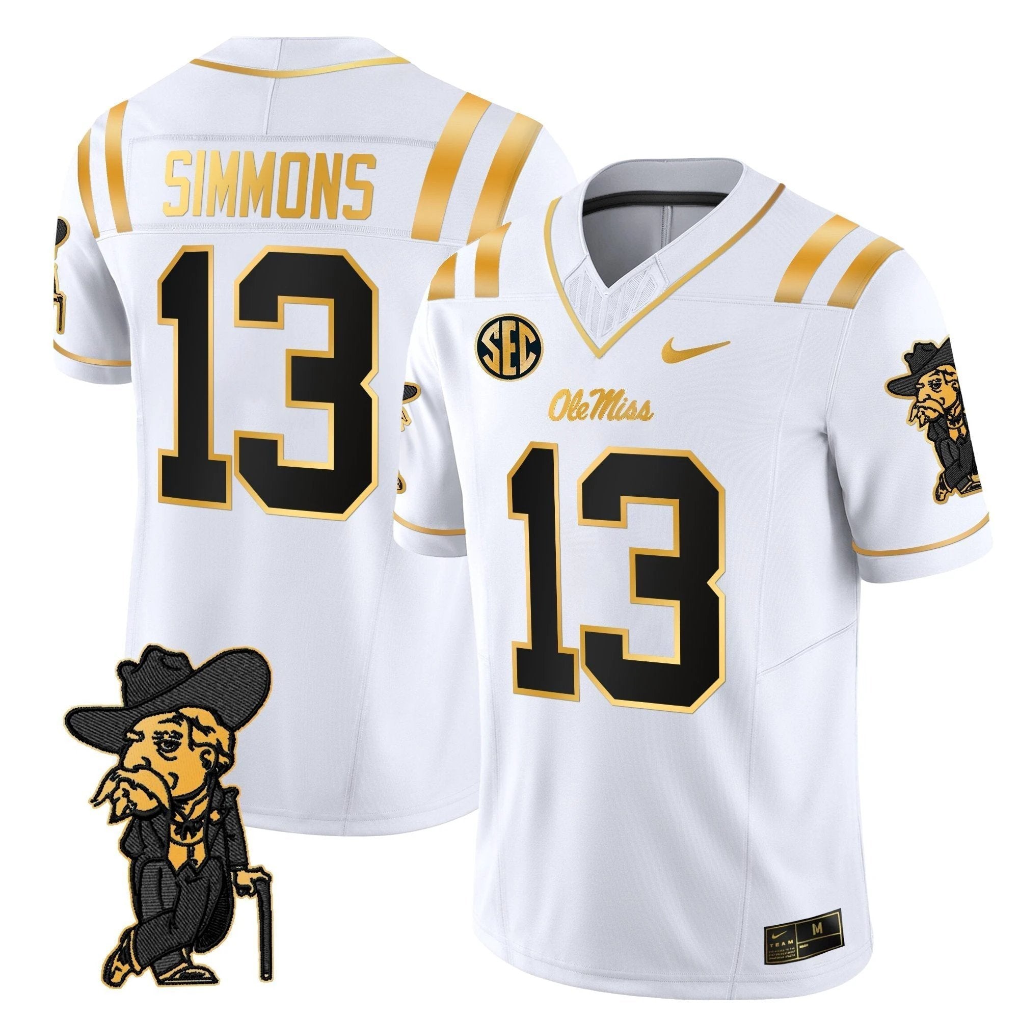 Men's Ole Miss Rebels 2025 Gold Vapor Limited Jersey - All Stitched by NCAA Football Sunday Nov 2