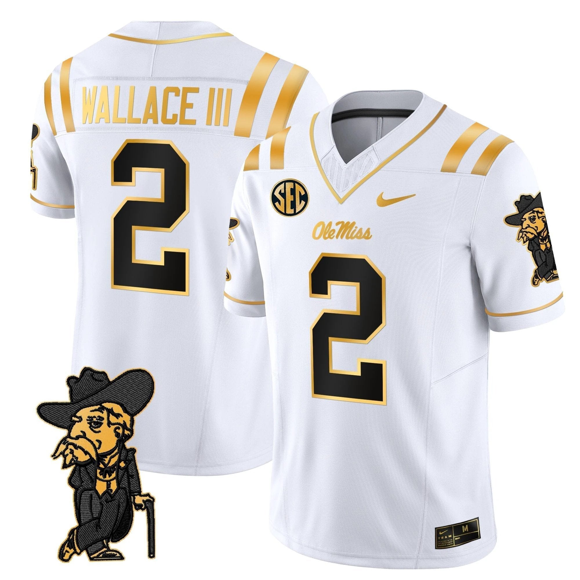 Men's Ole Miss Rebels 2025 Gold Vapor Limited Jersey - All Stitched by NCAA Football Sunday Nov 2
