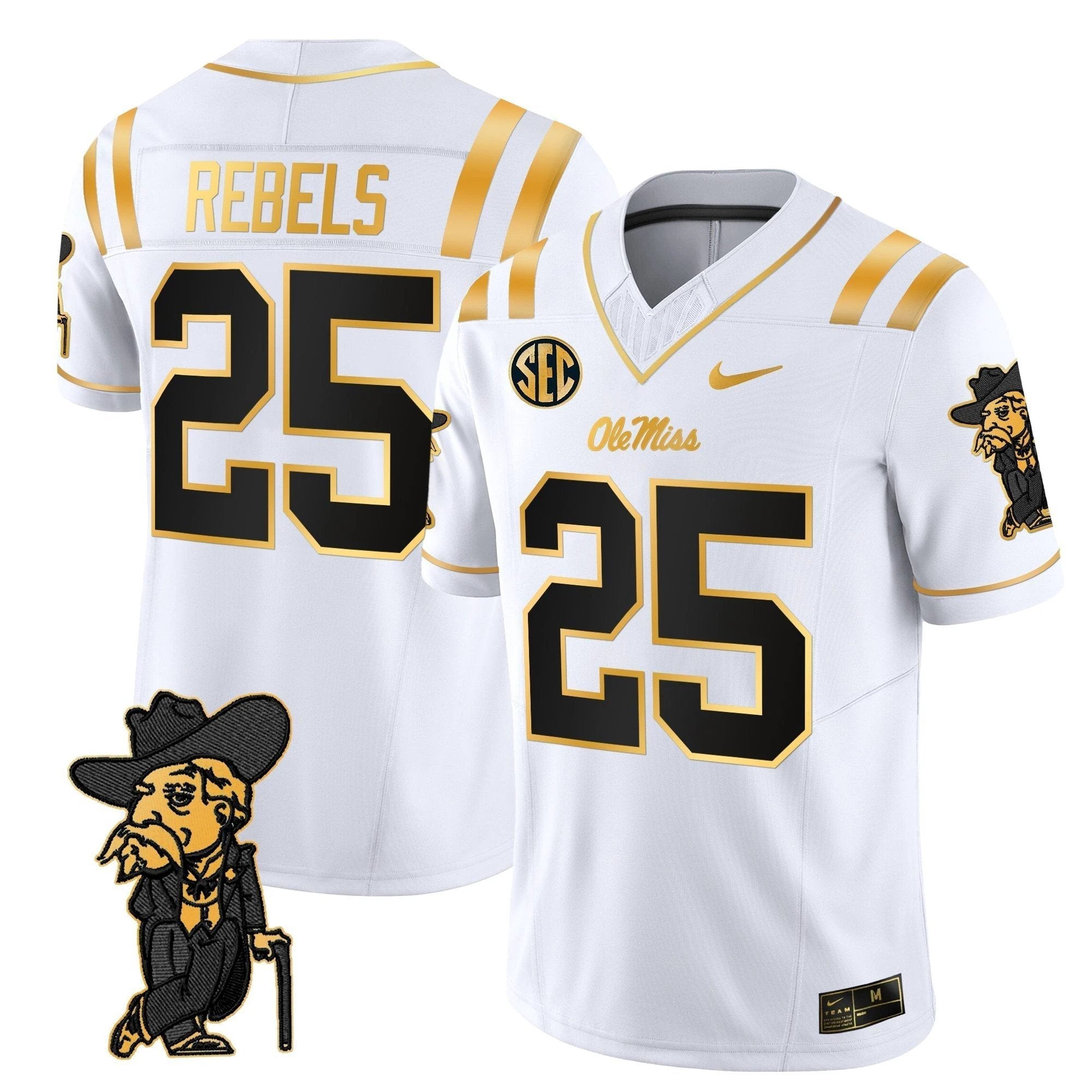 Men's Ole Miss Rebels 2025 Gold Vapor Limited Jersey - All Stitched by NCAA Football Sunday Nov 2