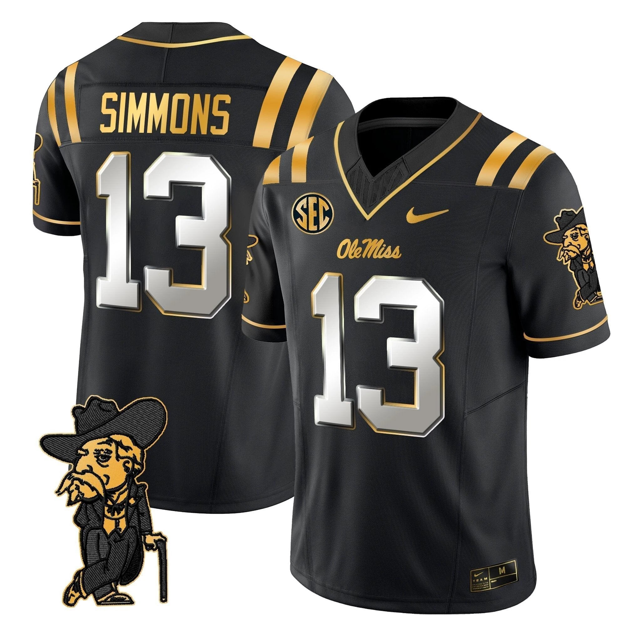 Men's Ole Miss Rebels 2025 Gold Vapor Limited Jersey - All Stitched by NCAA Football Sunday Nov 2