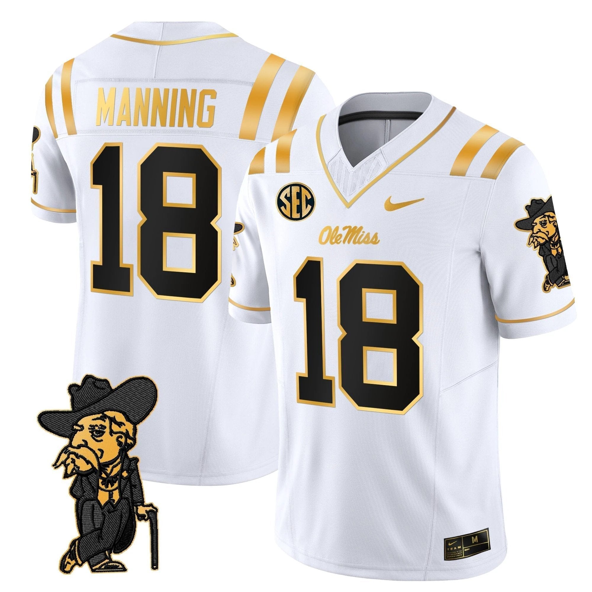 Men's Ole Miss Rebels 2025 Gold Vapor Limited Jersey - All Stitched by NCAA Football Sunday Nov 2