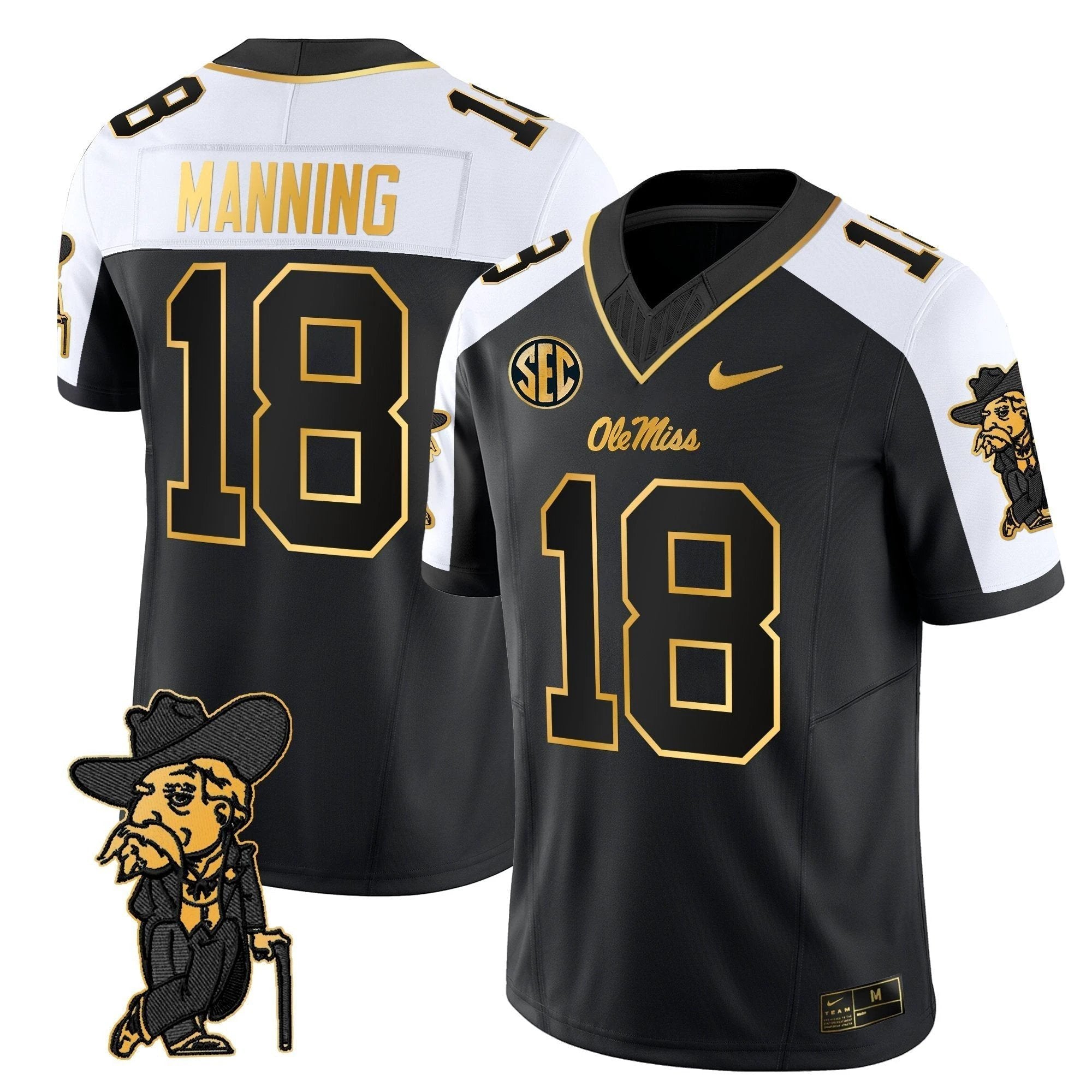 Men's Ole Miss Rebels 2025 Gold Vapor Limited Jersey - All Stitched by NCAA Football Sunday Nov 2