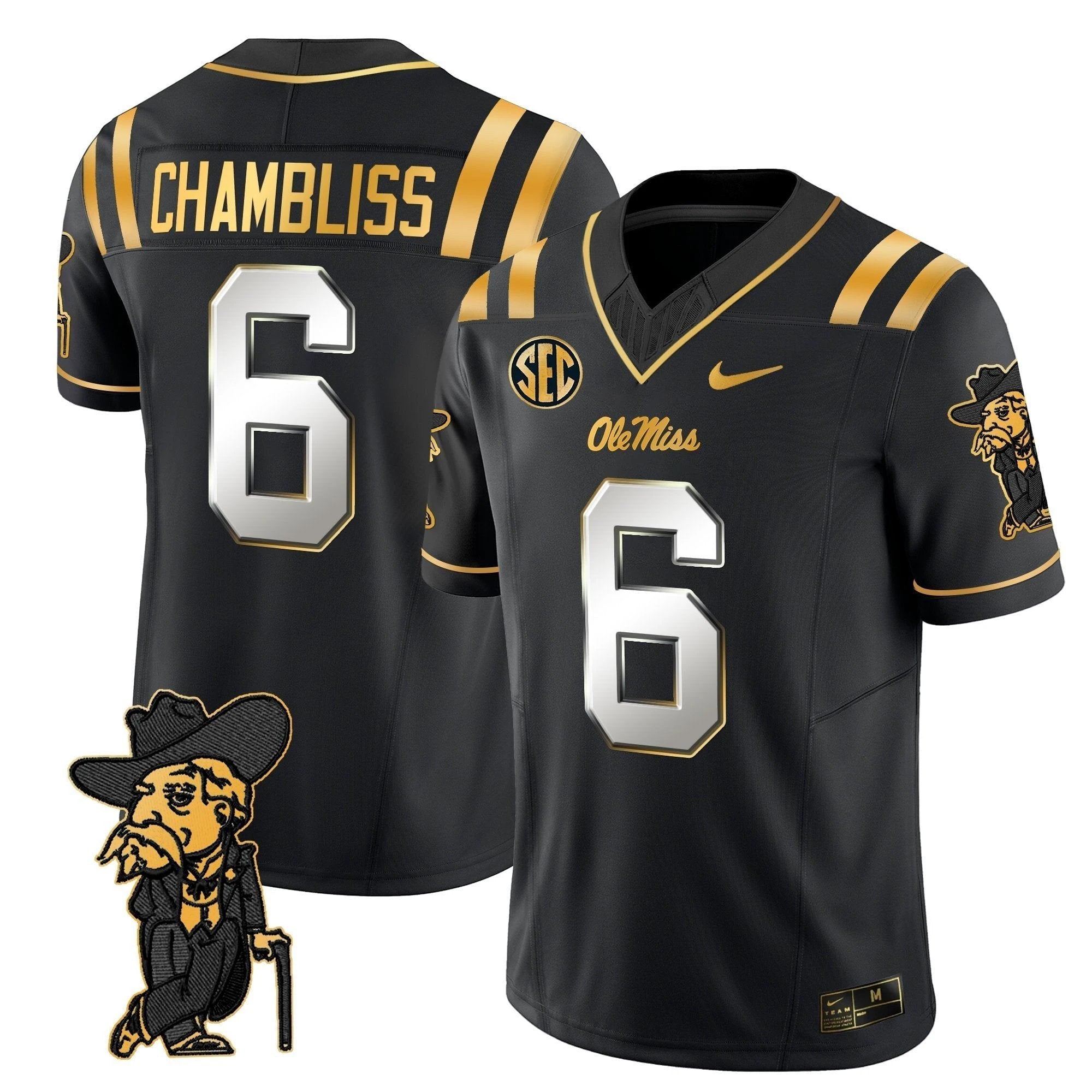 Men's Ole Miss Rebels 2025 Gold Vapor Limited Jersey - All Stitched by NCAA Football Sunday Nov 2