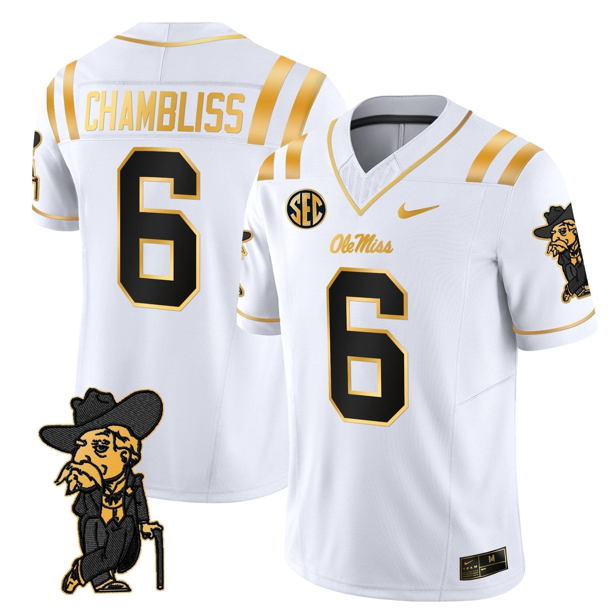 Men's Ole Miss Rebels 2025 Gold Vapor Limited Jersey - All Stitched by NCAA Football Sunday Nov 2