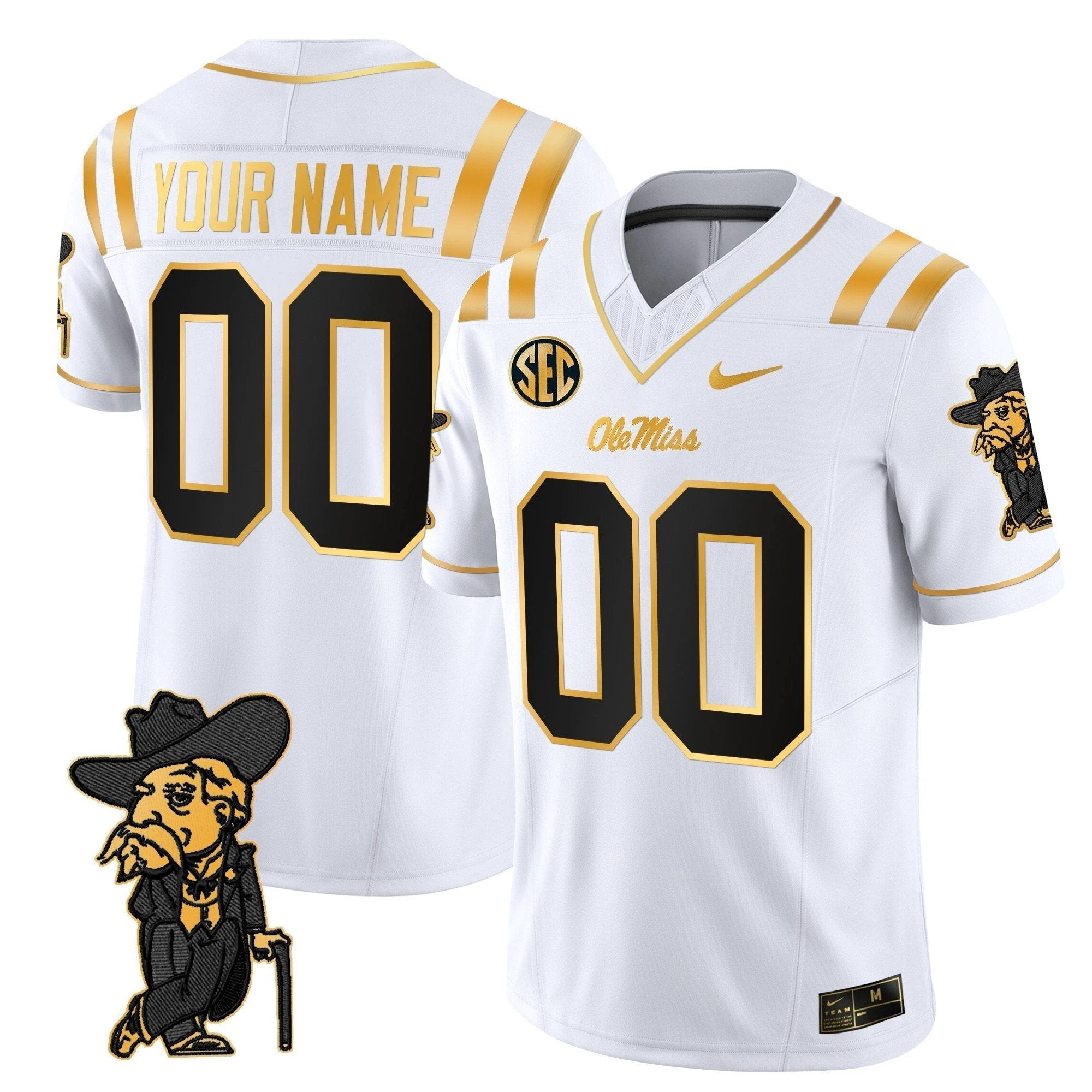 Ole Miss Rebels 2025 Gold Vapor Limited Custom Jersey - All Stitched by NCAA Football Sunday Nov 2