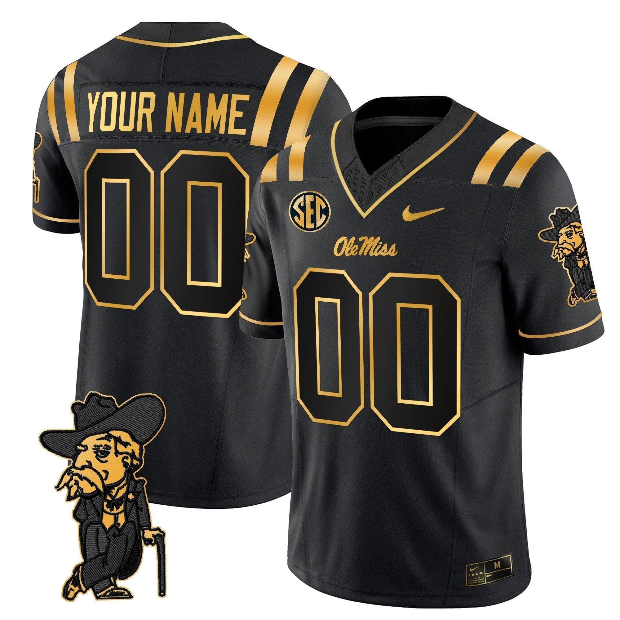 Ole Miss Rebels 2025 Gold Vapor Limited Custom Jersey - All Stitched by NCAA Football Sunday Nov 2
