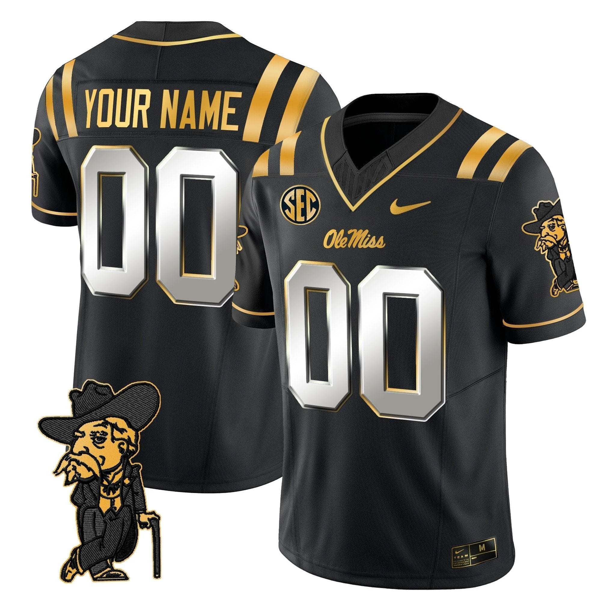 Ole Miss Rebels 2025 Gold Vapor Limited Custom Jersey - All Stitched by NCAA Football Sunday Nov 2