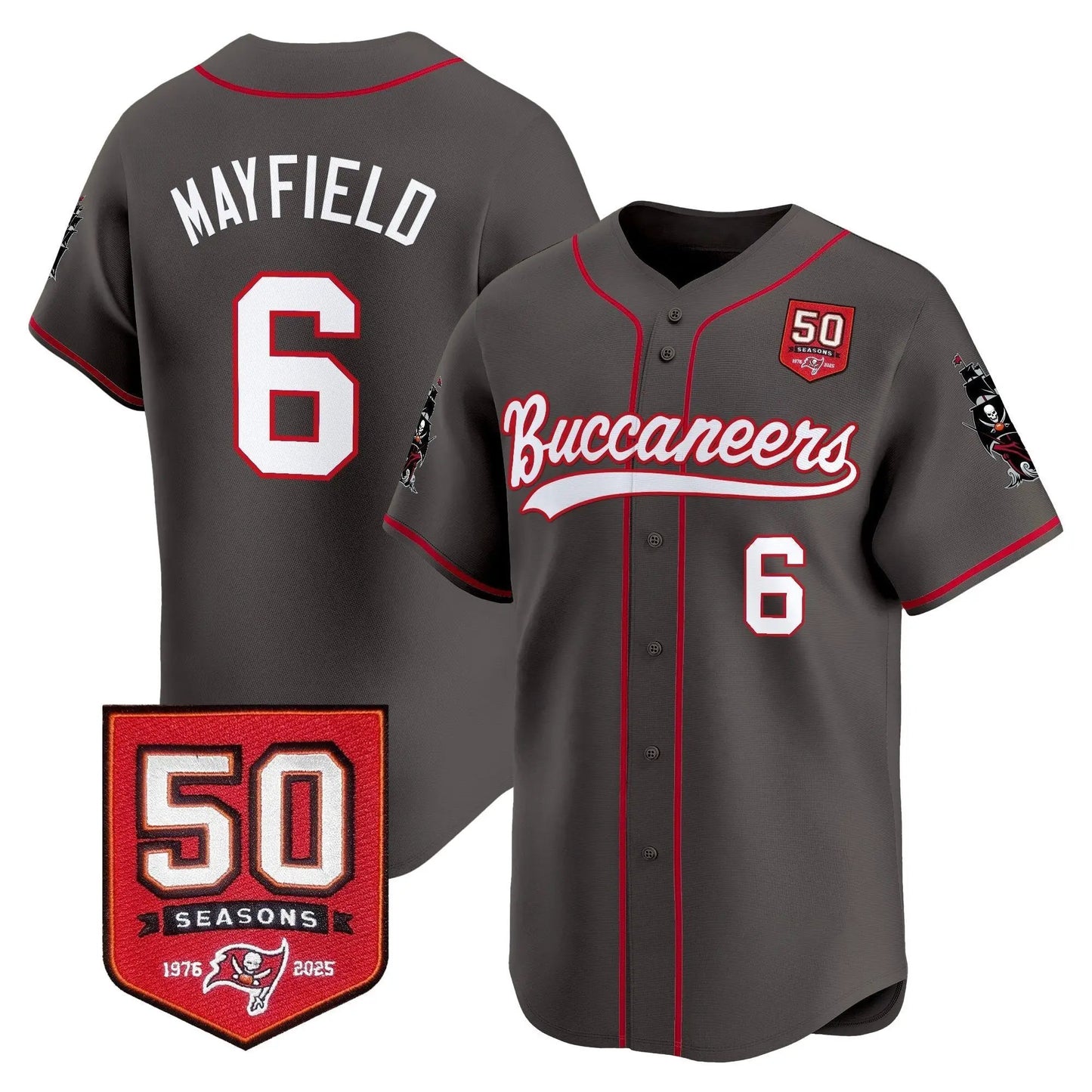 TB 50th Season Patch Baseball Edition - Stitched (2) by Tampa Bay Buccaneers