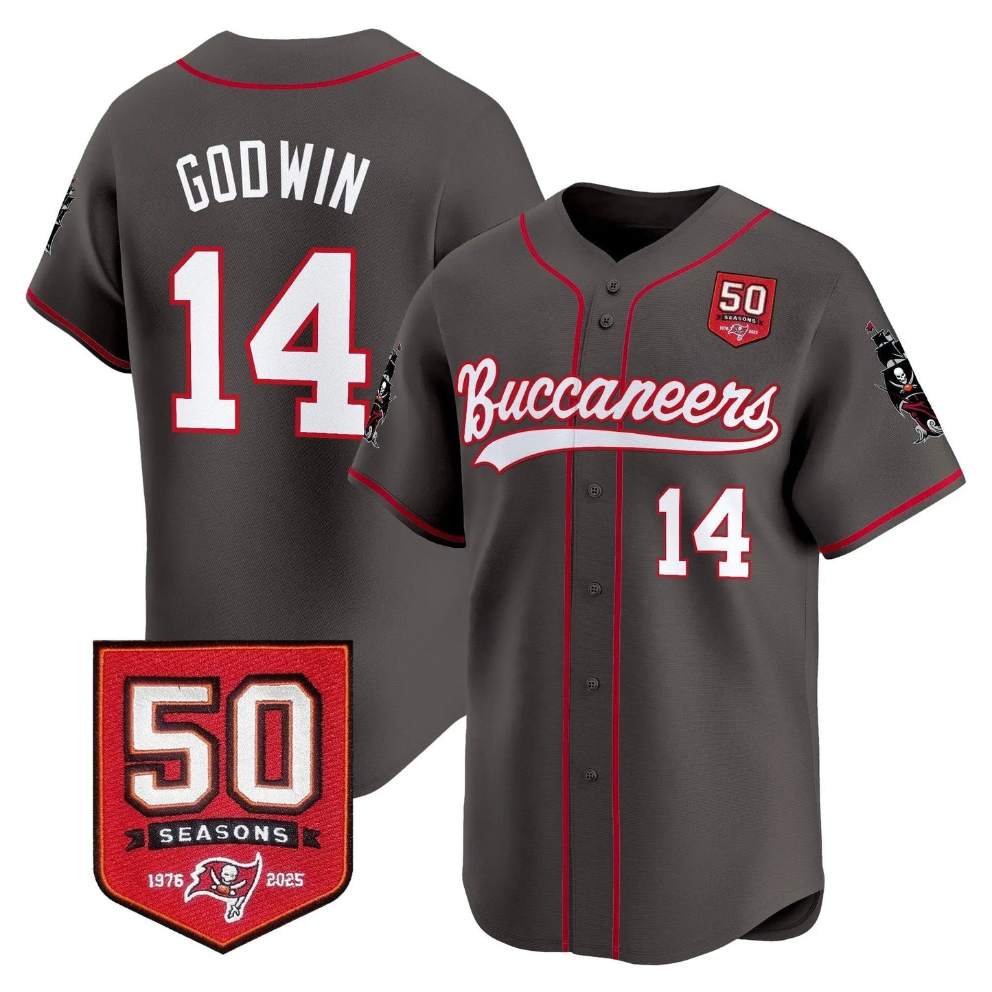 TB 50th Season Patch Baseball Edition - Stitched (2) by Tampa Bay Buccaneers