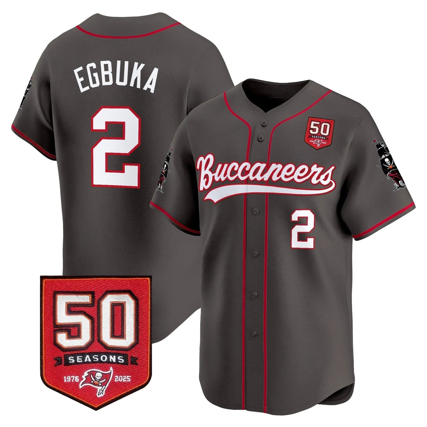 TB 50th Season Patch Baseball Edition - Stitched (2) by Tampa Bay Buccaneers