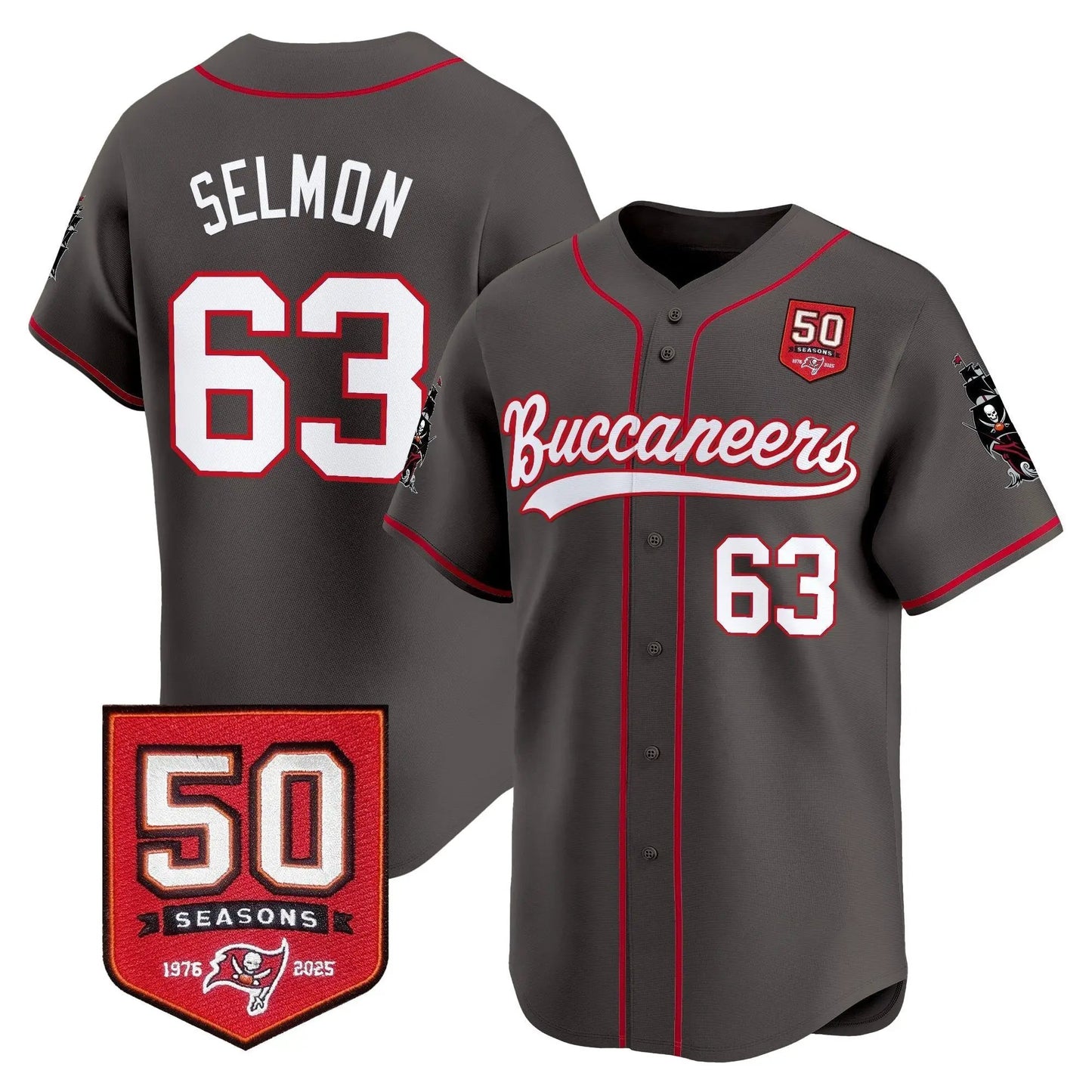 TB 50th Season Patch Baseball Edition - Stitched (2) by Tampa Bay Buccaneers