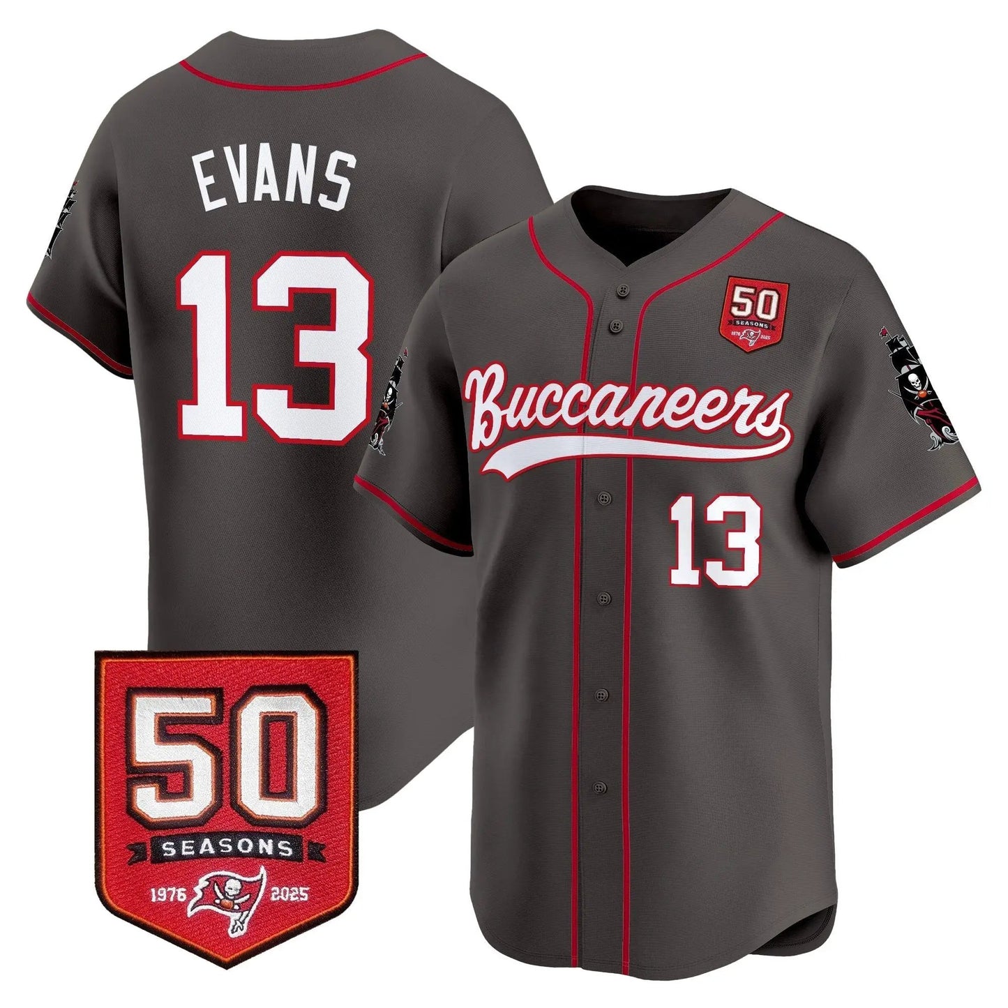 TB 50th Season Patch Baseball Edition - Stitched (2) by Tampa Bay Buccaneers
