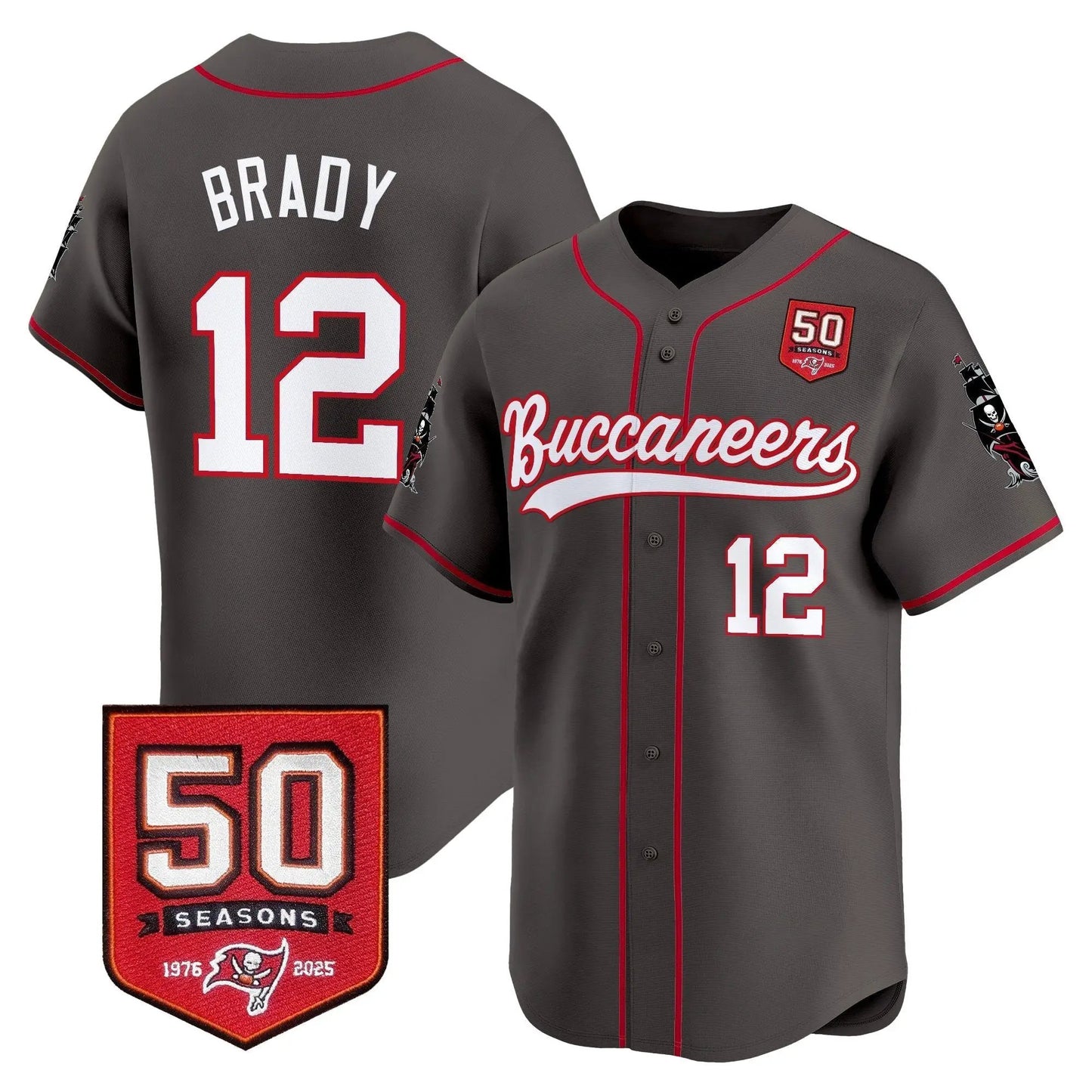 TB 50th Season Patch Baseball Edition - Stitched (2) by Tampa Bay Buccaneers