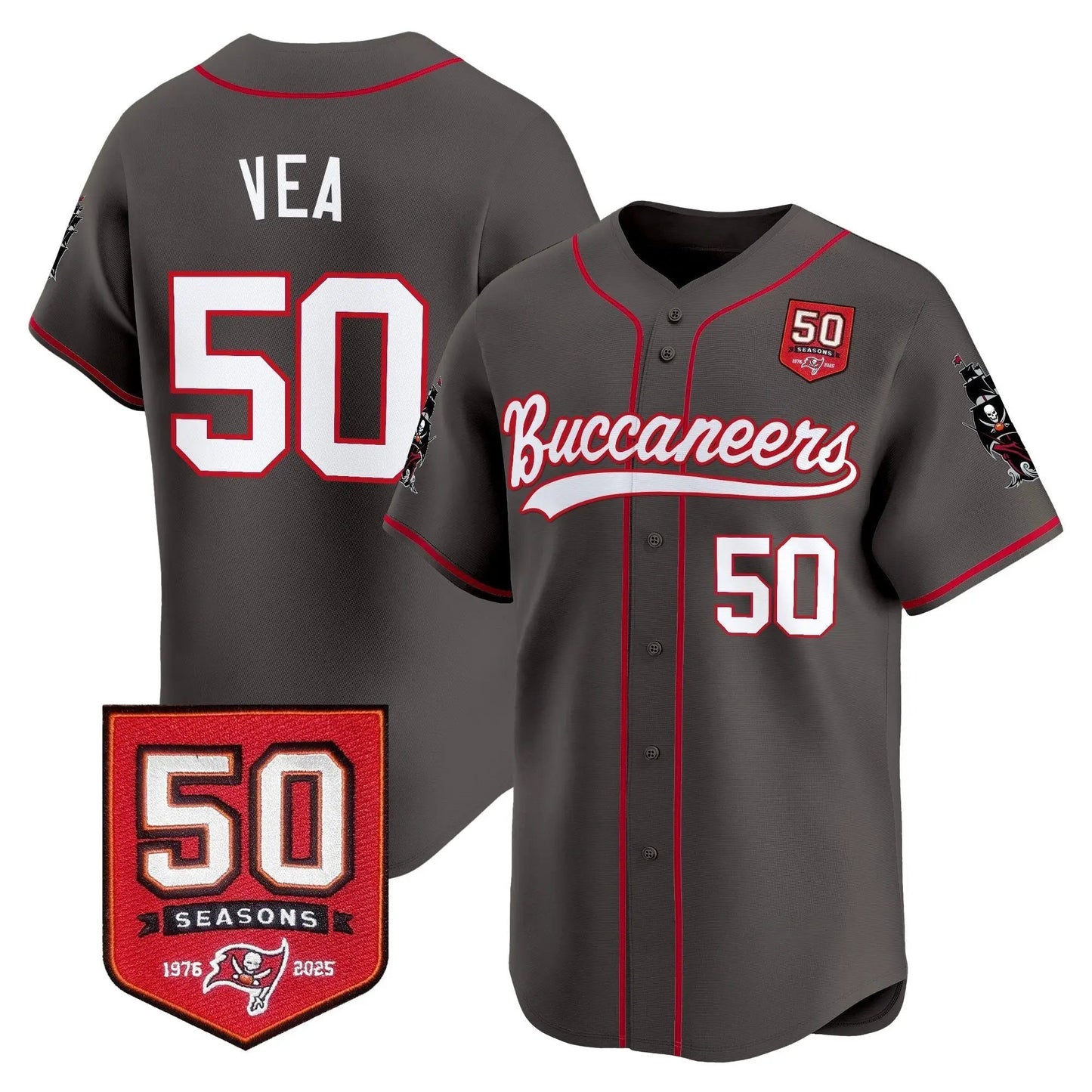 TB 50th Season Patch Baseball Edition - Stitched (2) by Tampa Bay Buccaneers