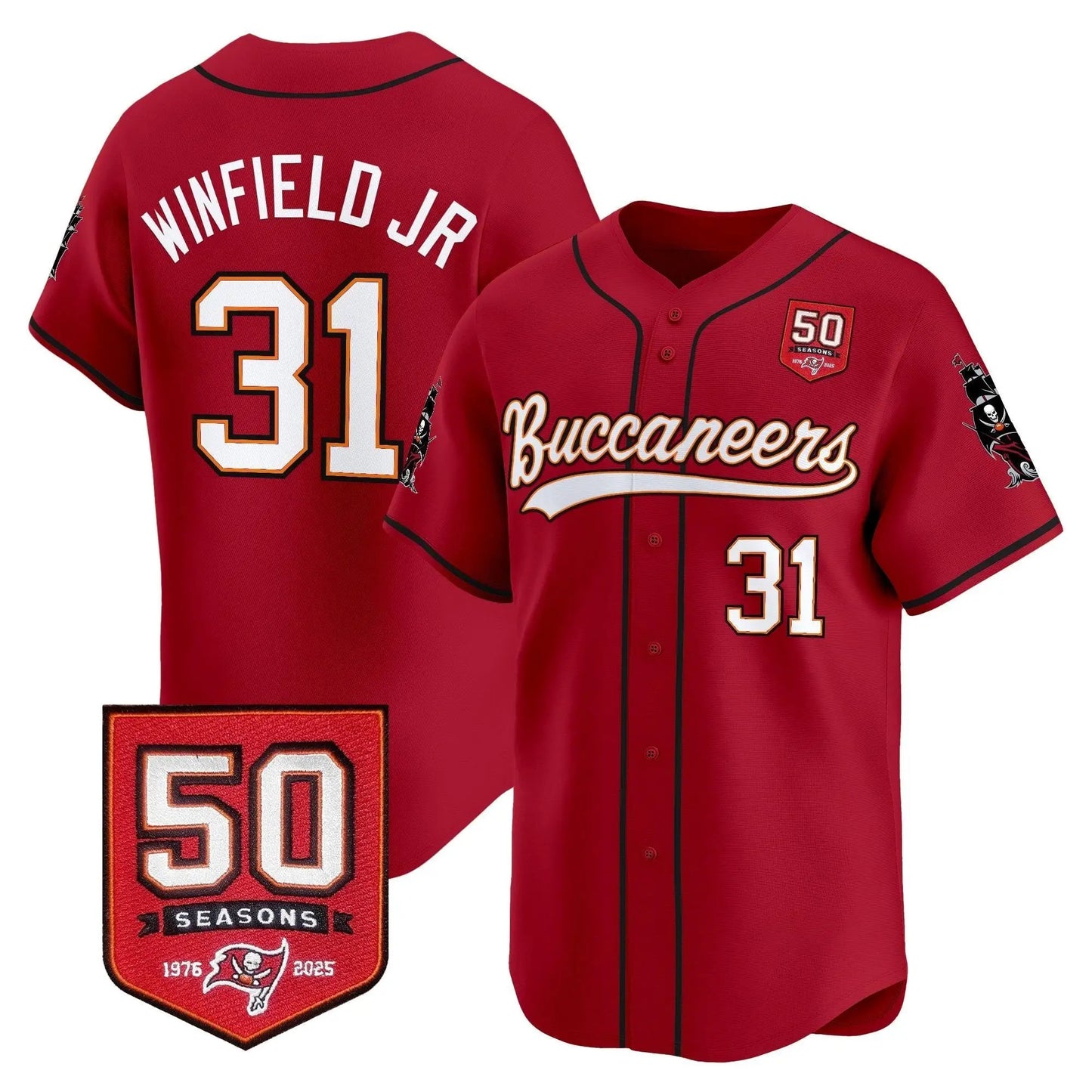TB 50th Season Patch Baseball Edition - Stitched (2) by Tampa Bay Buccaneers