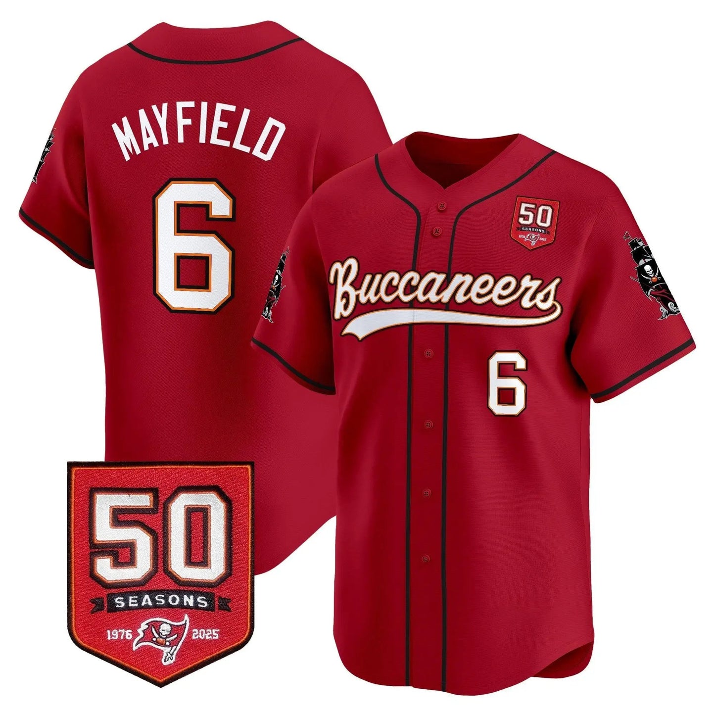 TB 50th Season Patch Baseball Edition - Stitched (2) by Tampa Bay Buccaneers