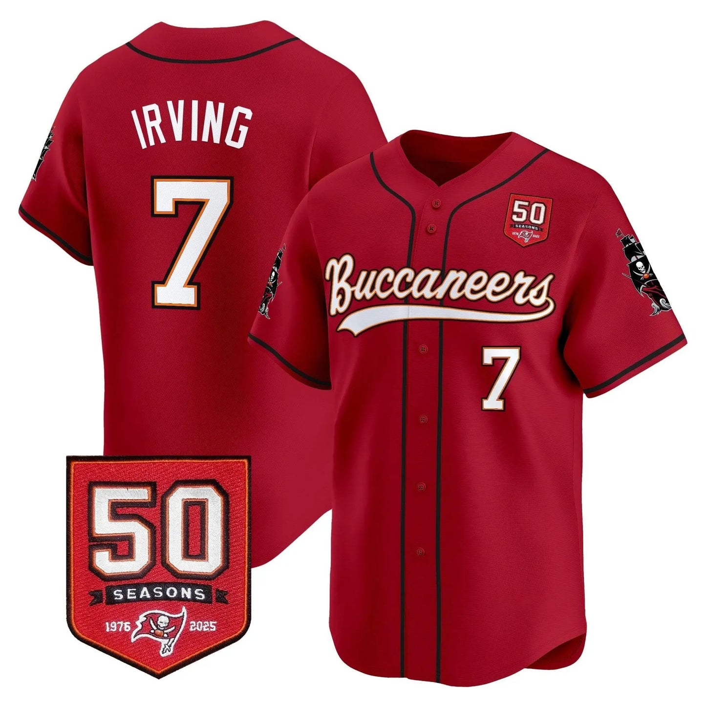 TB 50th Season Patch Baseball Edition - Stitched (2) by Tampa Bay Buccaneers