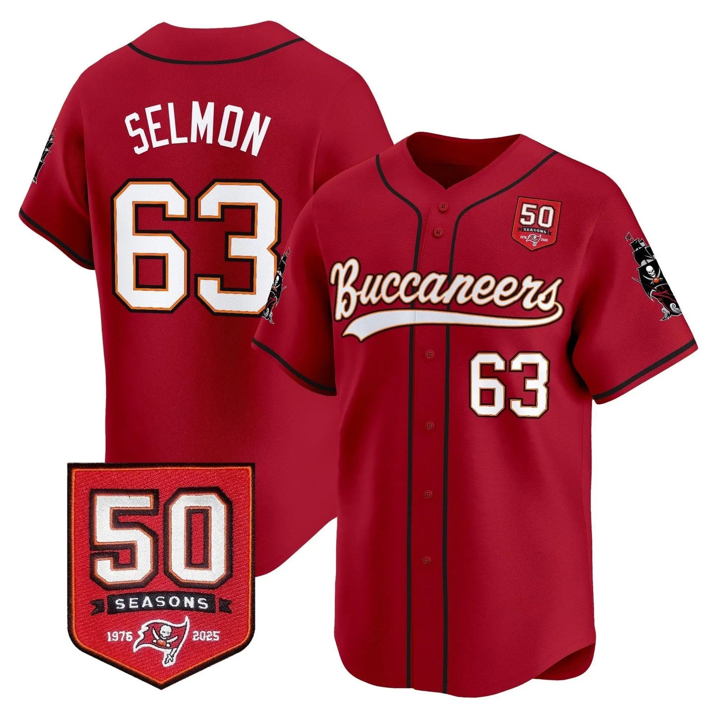 TB 50th Season Patch Baseball Edition - Stitched (2) by Tampa Bay Buccaneers
